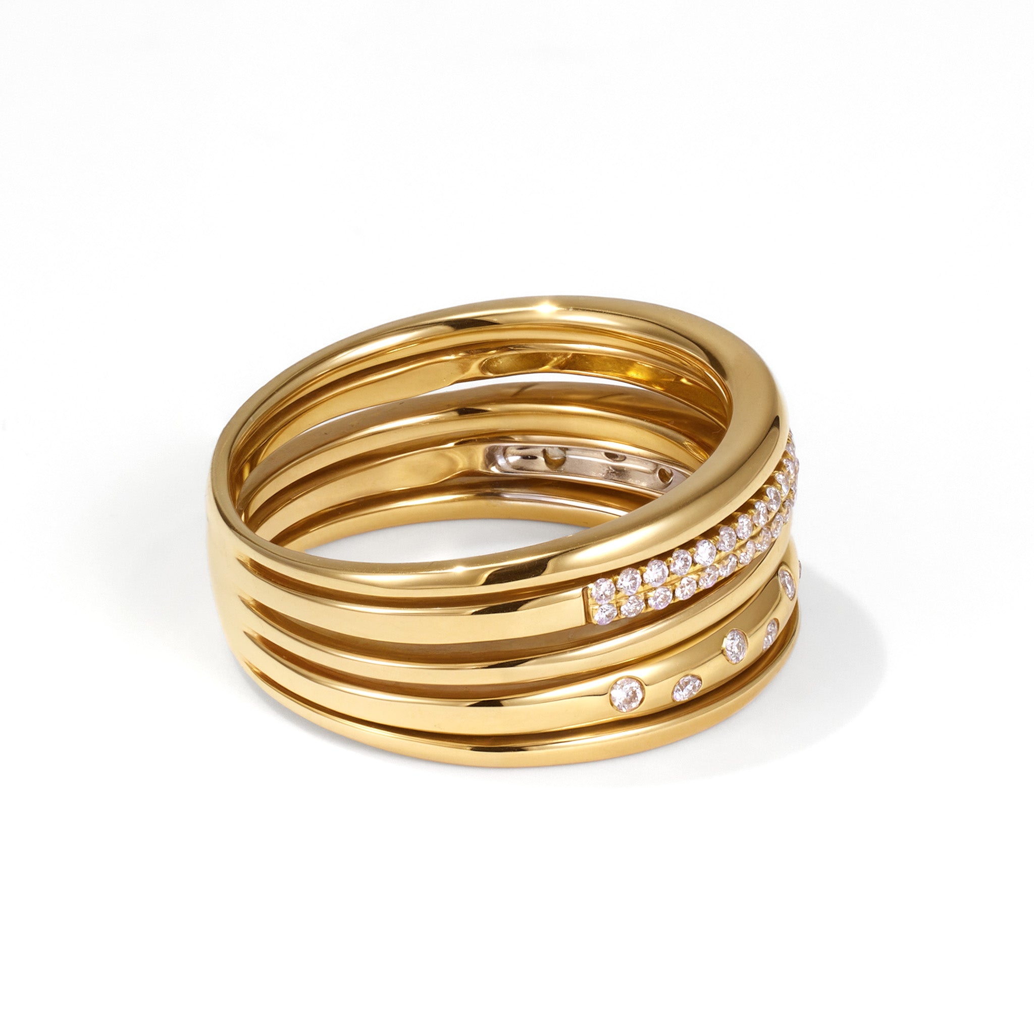 18K Gold Layered Starry Diamond Ring - Jewelry And Store