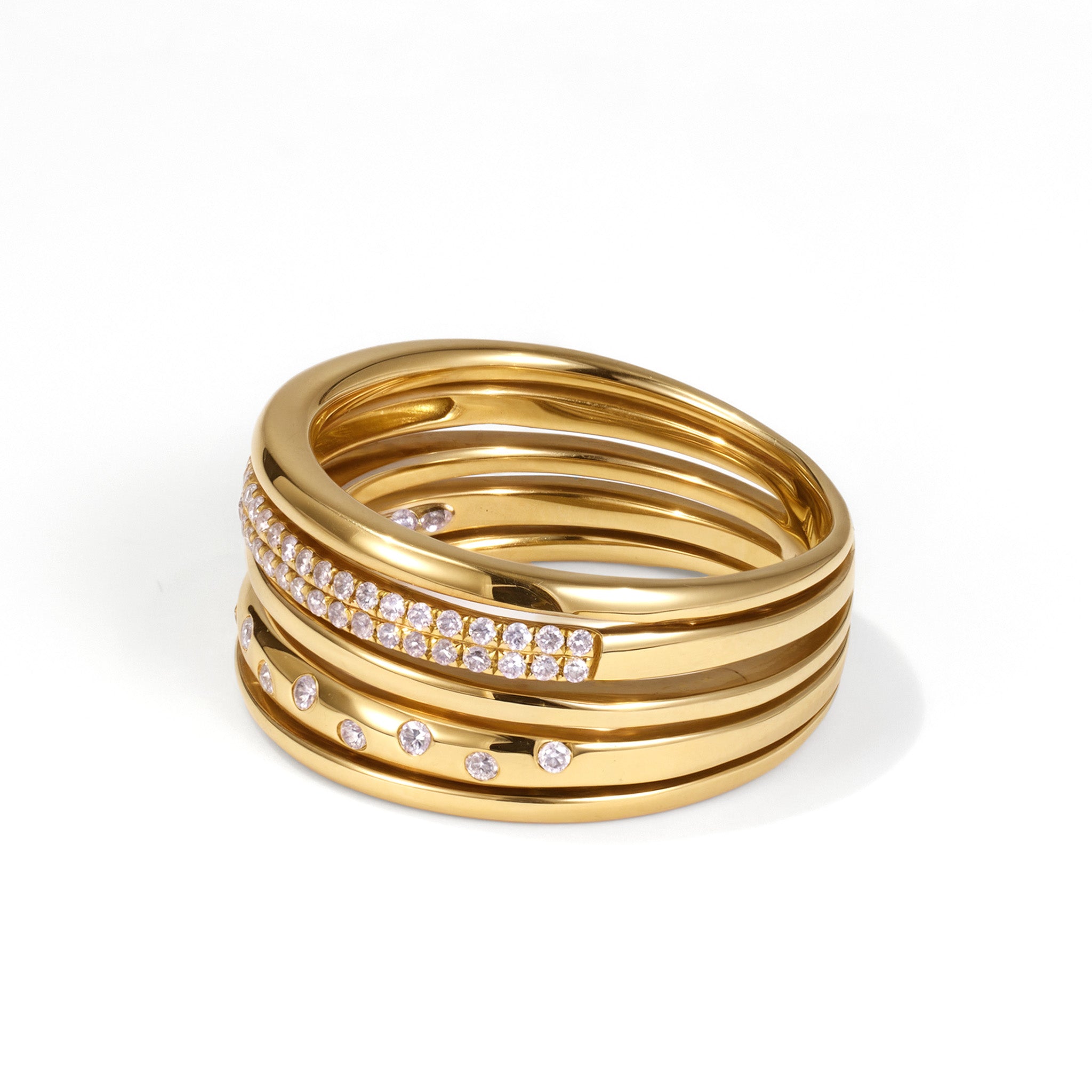 18K Gold Layered Starry Diamond Ring - Jewelry And Store