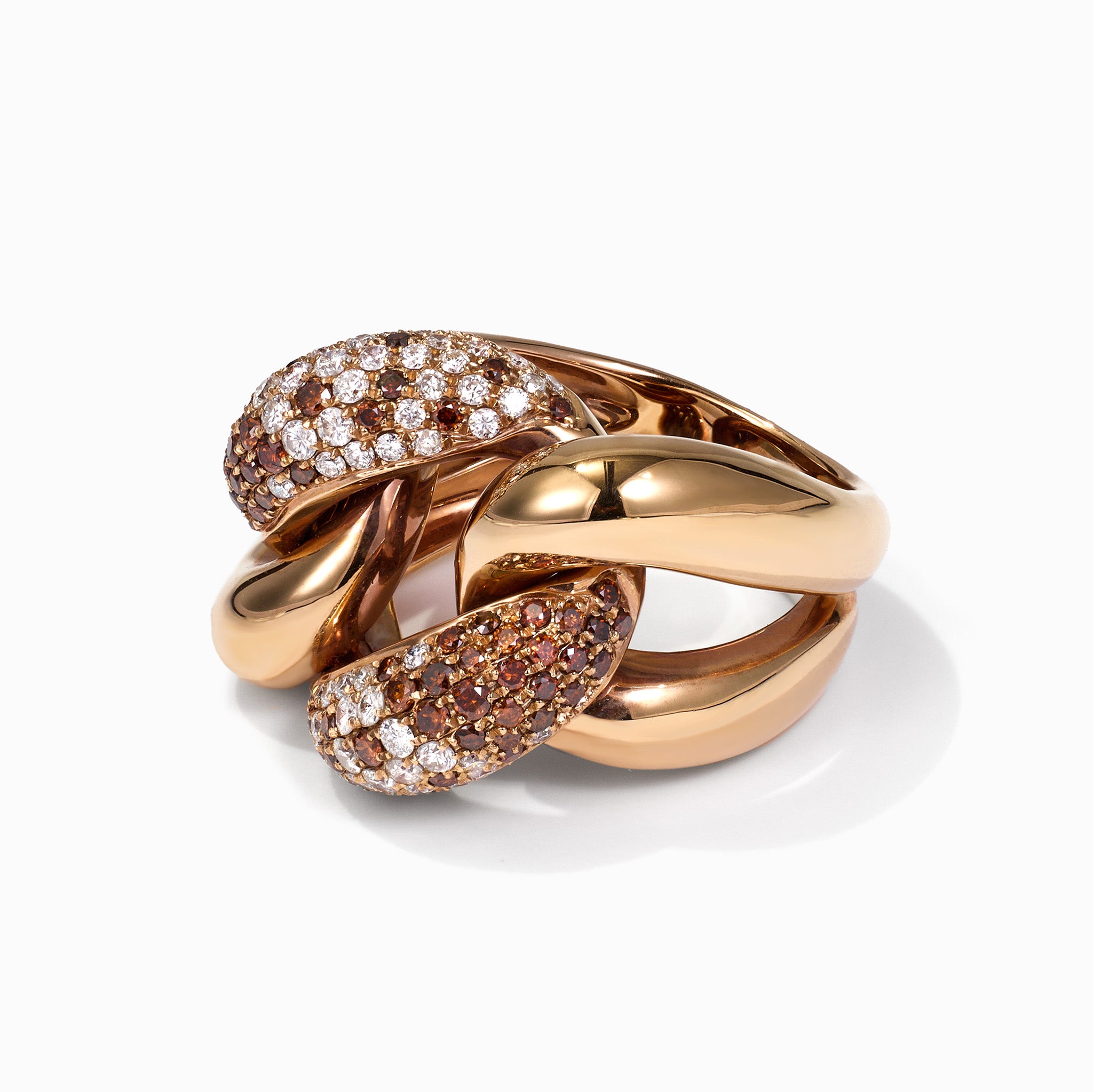 18K Rose Gold Interlock Ring with Diamonds - Jewelry And Store