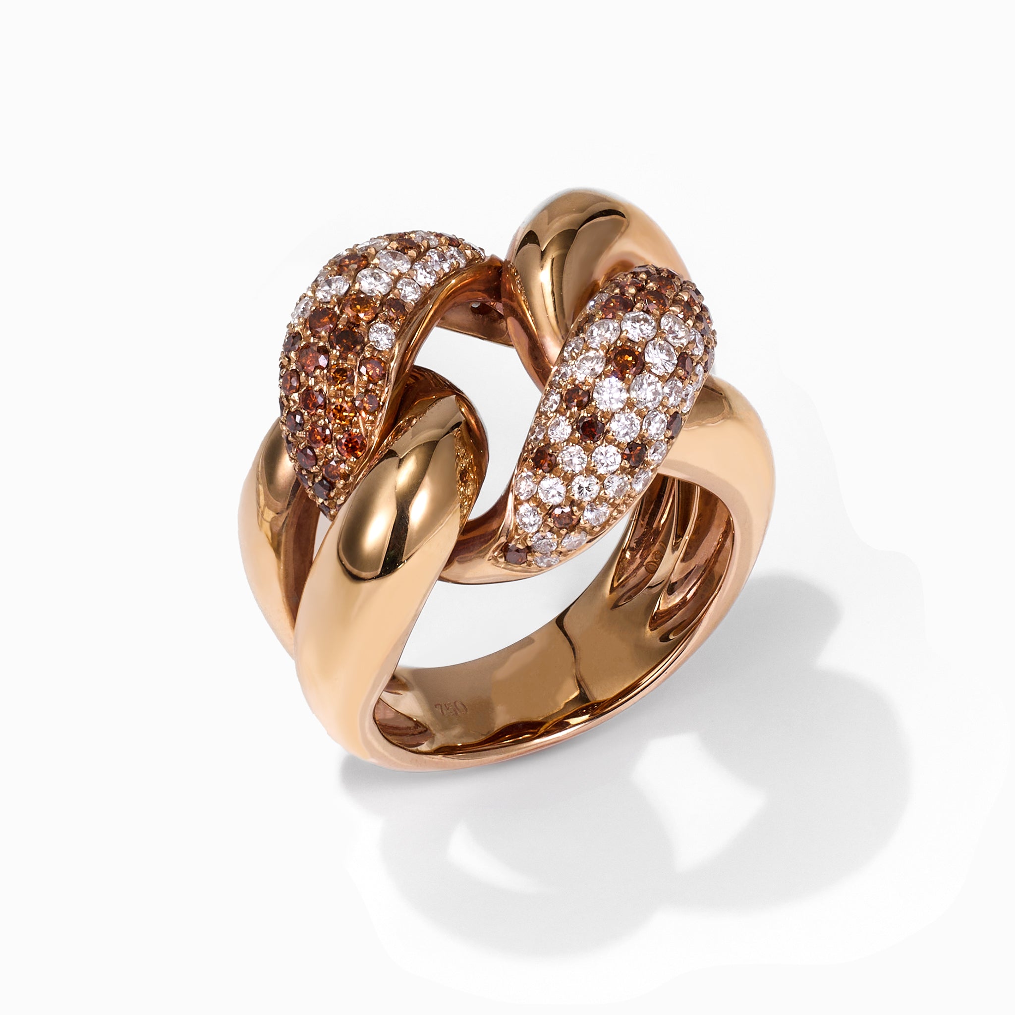 18K Rose Gold Interlock Ring with Diamonds - Jewelry And Store