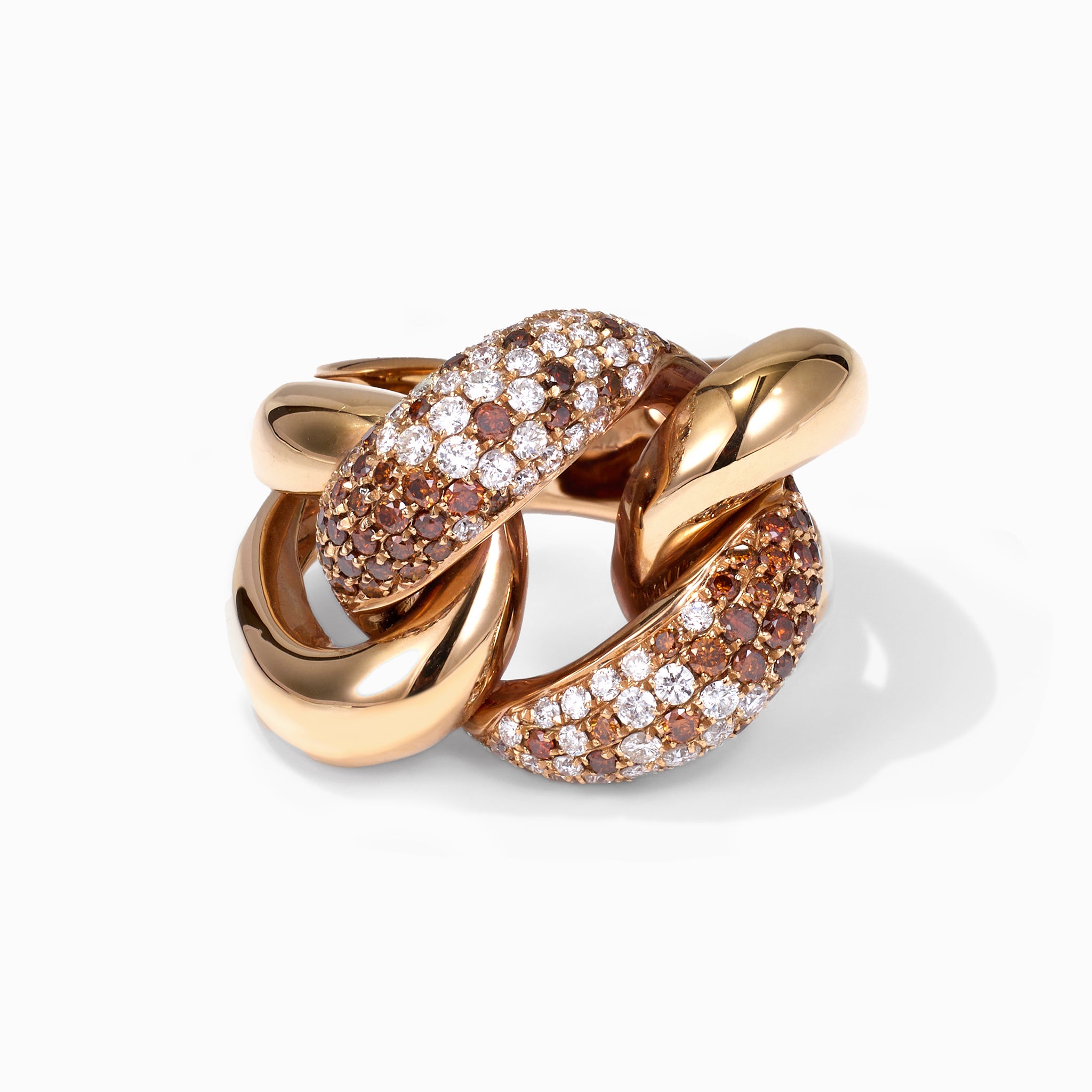 18K Rose Gold Interlock Ring with Diamonds - Jewelry And Store