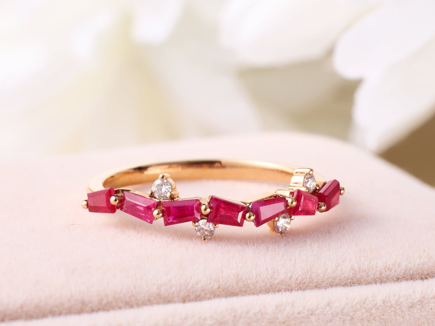 Petite Diamond and Gemstone Stackable Ring - Jewelry And Store