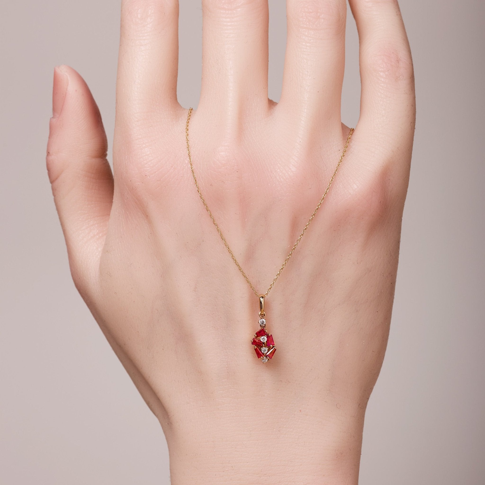 Cluster Pendant with Diamonds & Sapphires - Jewelry And Store
