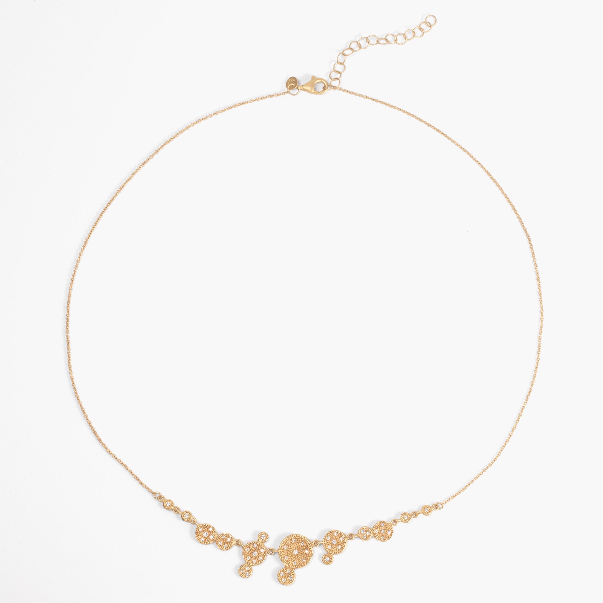 14K Gold Hammered Multi - Disc Necklace with Natural Diamonds - Jewelry And Store