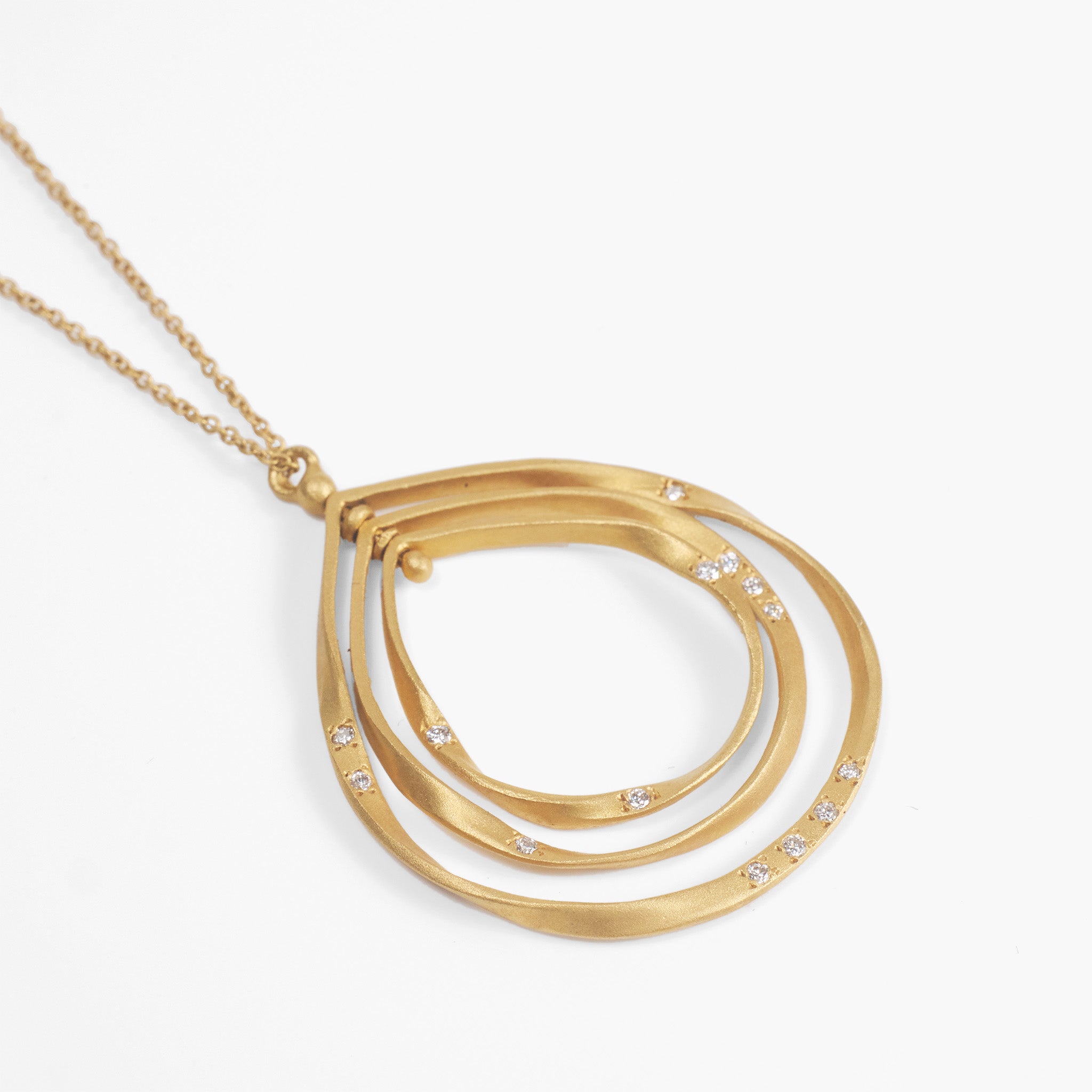 14K Matte Gold Galaxy - Inspired Rotatable Teardrop Pendant with Natural Diamonds - Jewelry And Store