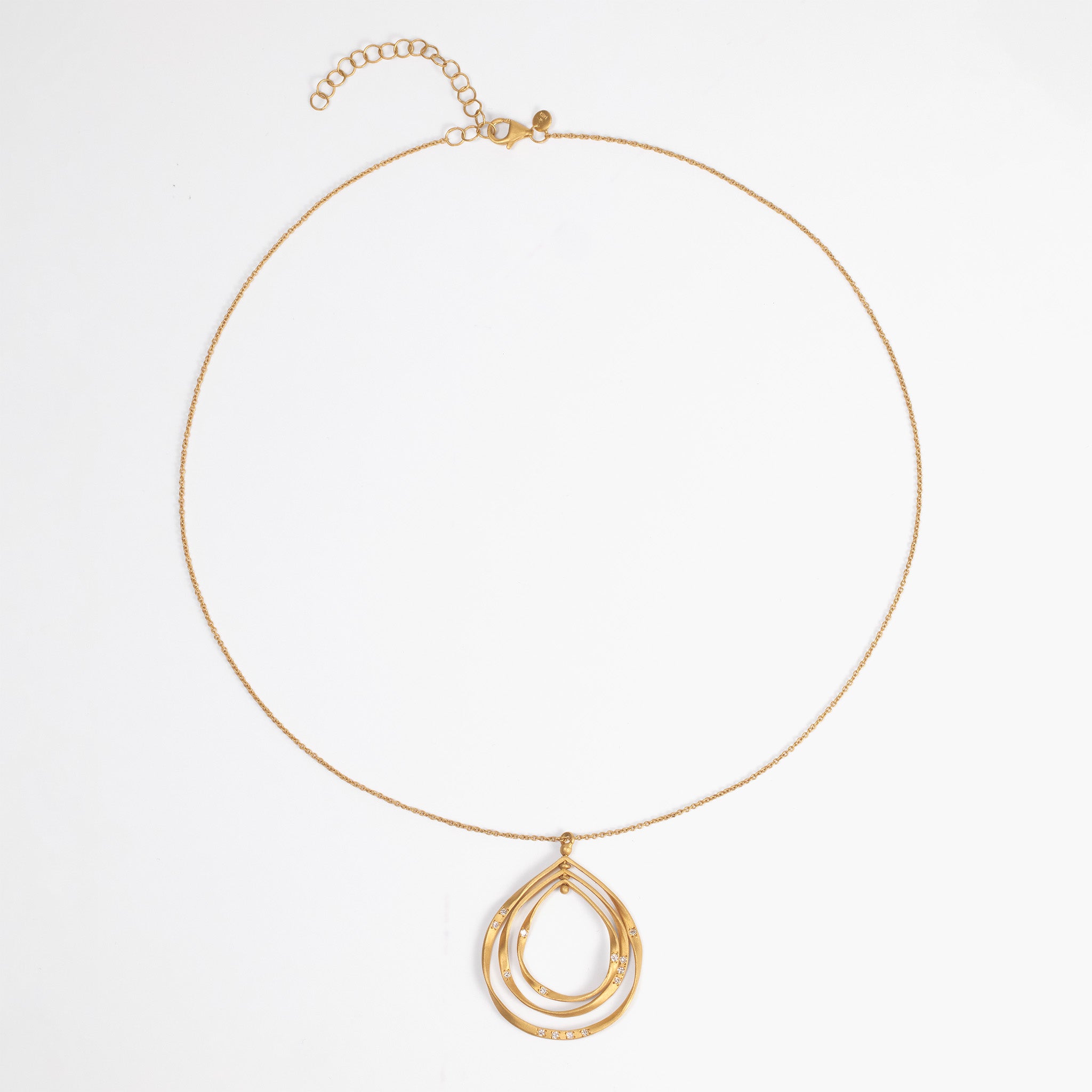 14K Matte Gold Galaxy - Inspired Rotatable Teardrop Pendant with Natural Diamonds - Jewelry And Store