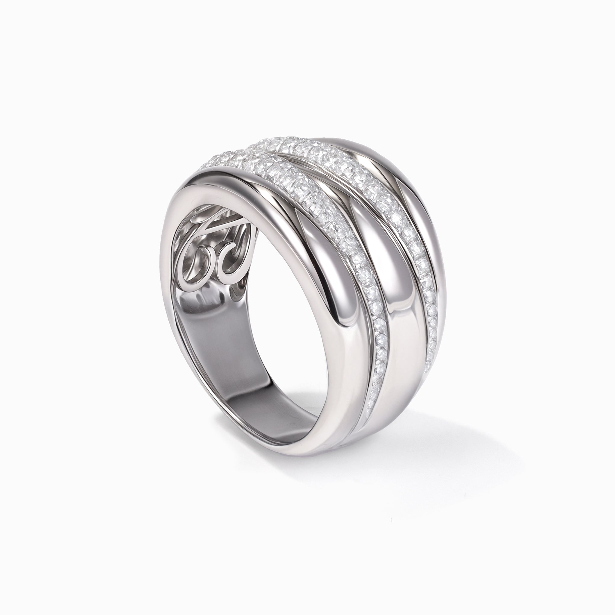 14K White Gold Multi - Band Diamond Ring - Jewelry And Store