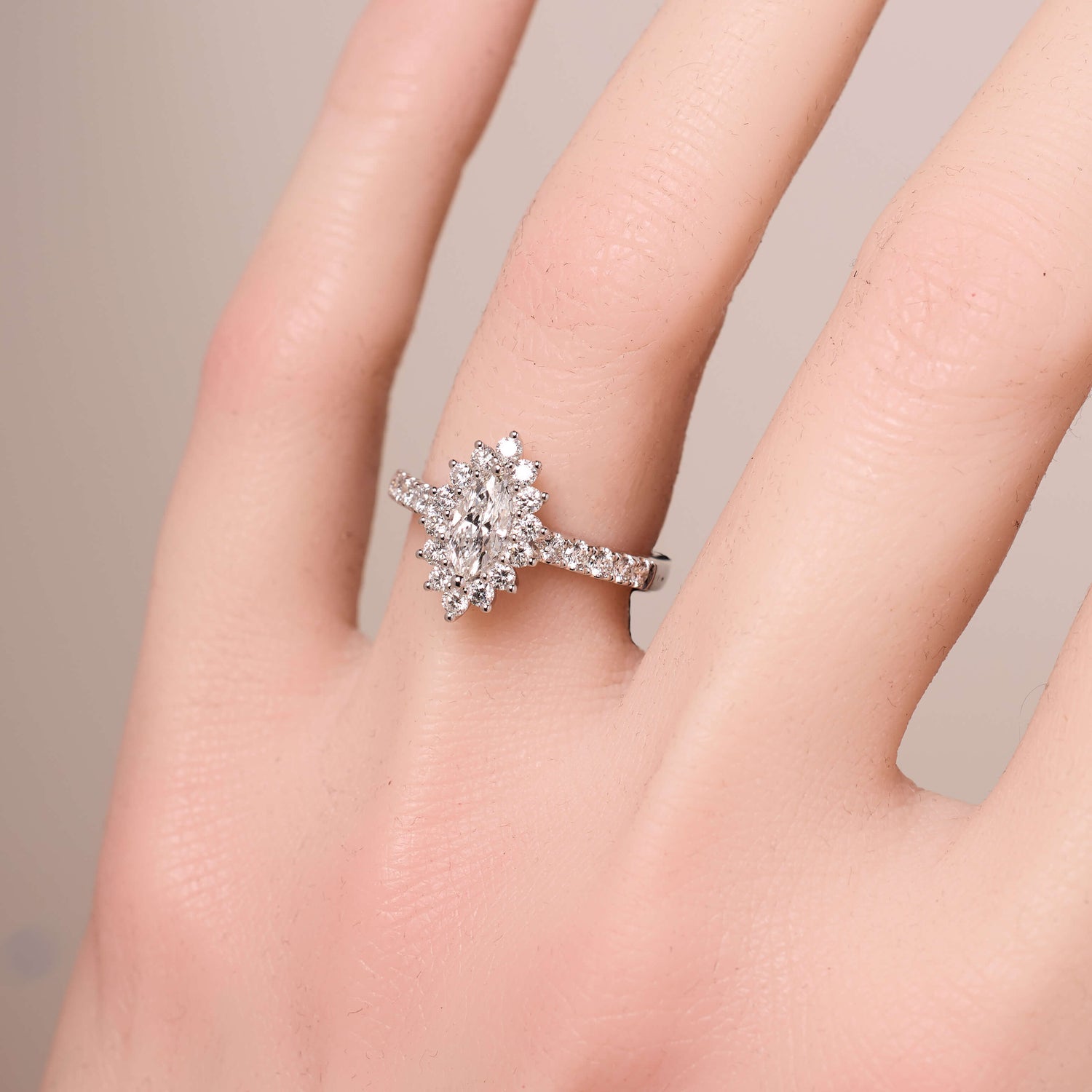 1.11ct.tw. Marquise Diamond Pave Ring - Jewelry And Store