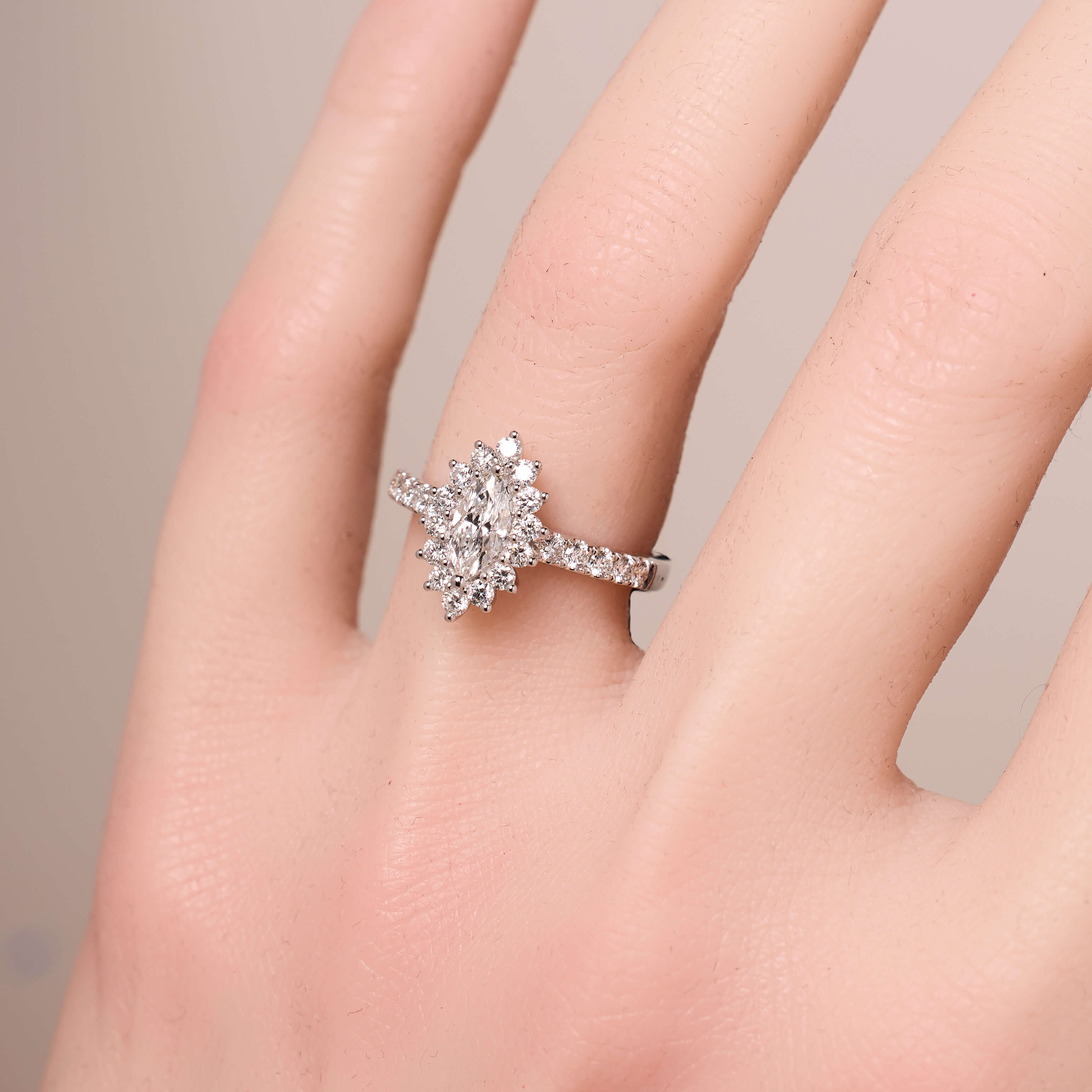 1.11ct.tw. Marquise Diamond Pave Ring - Jewelry And Store