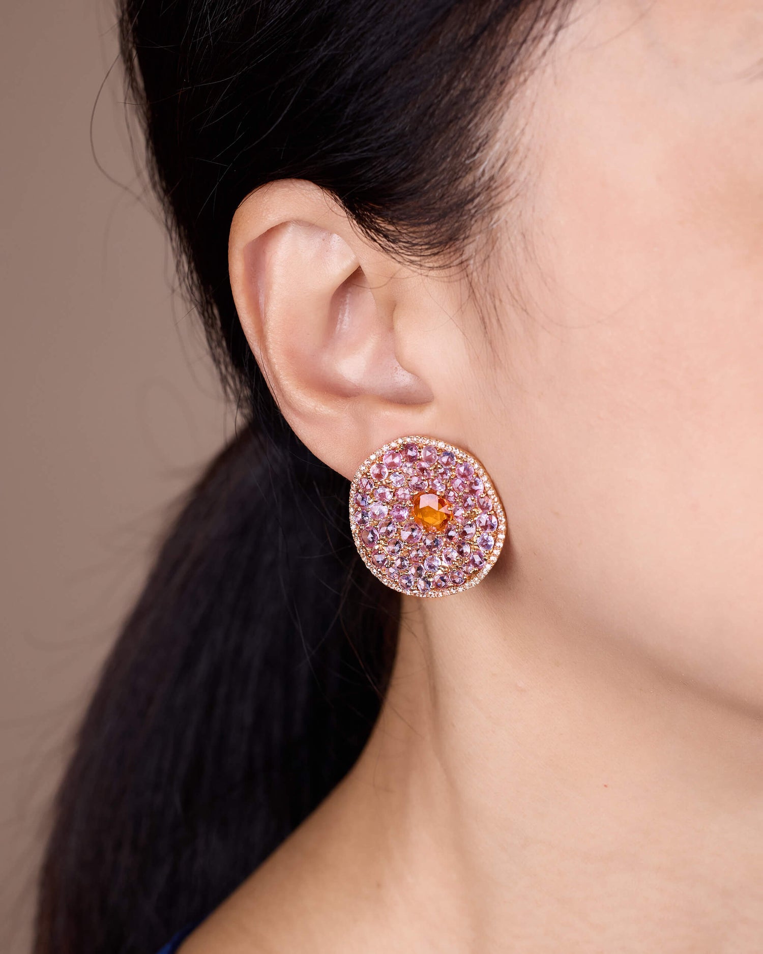 18K Gold Color Sapphire & Diamond Earrings - Jewelry And Store