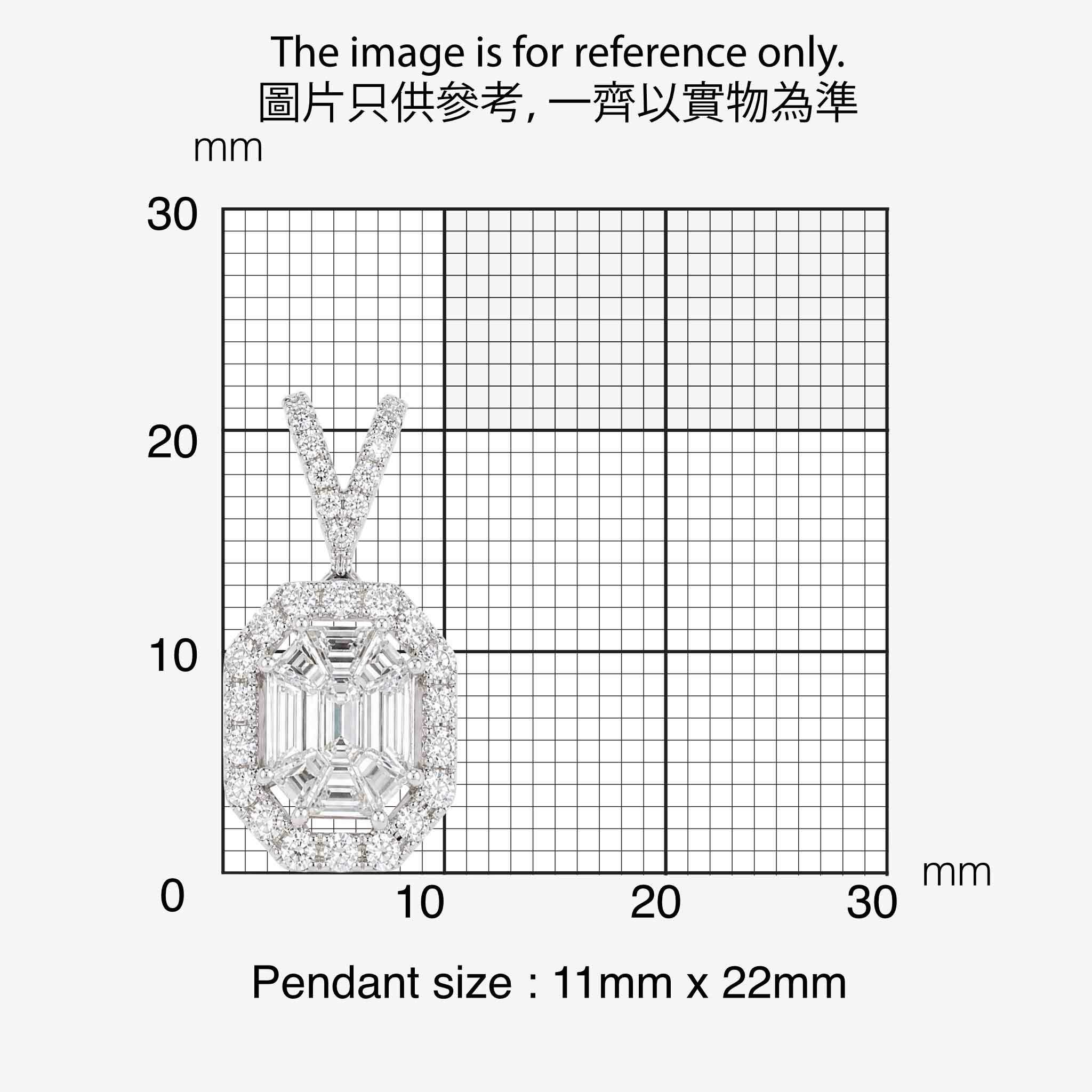 1.17ct Natural Diamond Emerald-Cut Illusion Pendant in 18K Gold - JewelryandStore