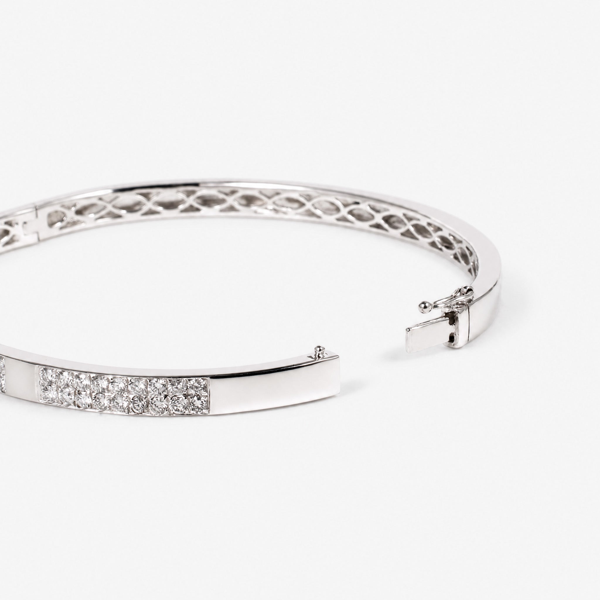 1.59ct Natural Diamond Double Row Eternity Bangle in 18K White Gold - JewelryandStore