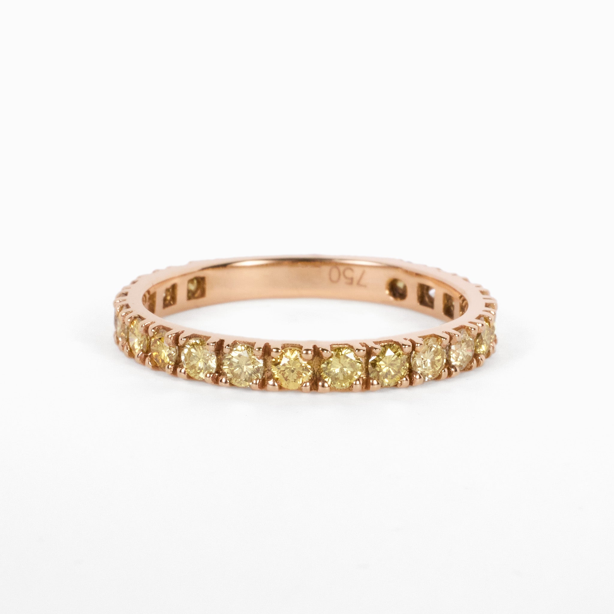 Half - Eternity Band with Natural Yellow Diamonds in 18K Yellow Gold - JewelryAndStore