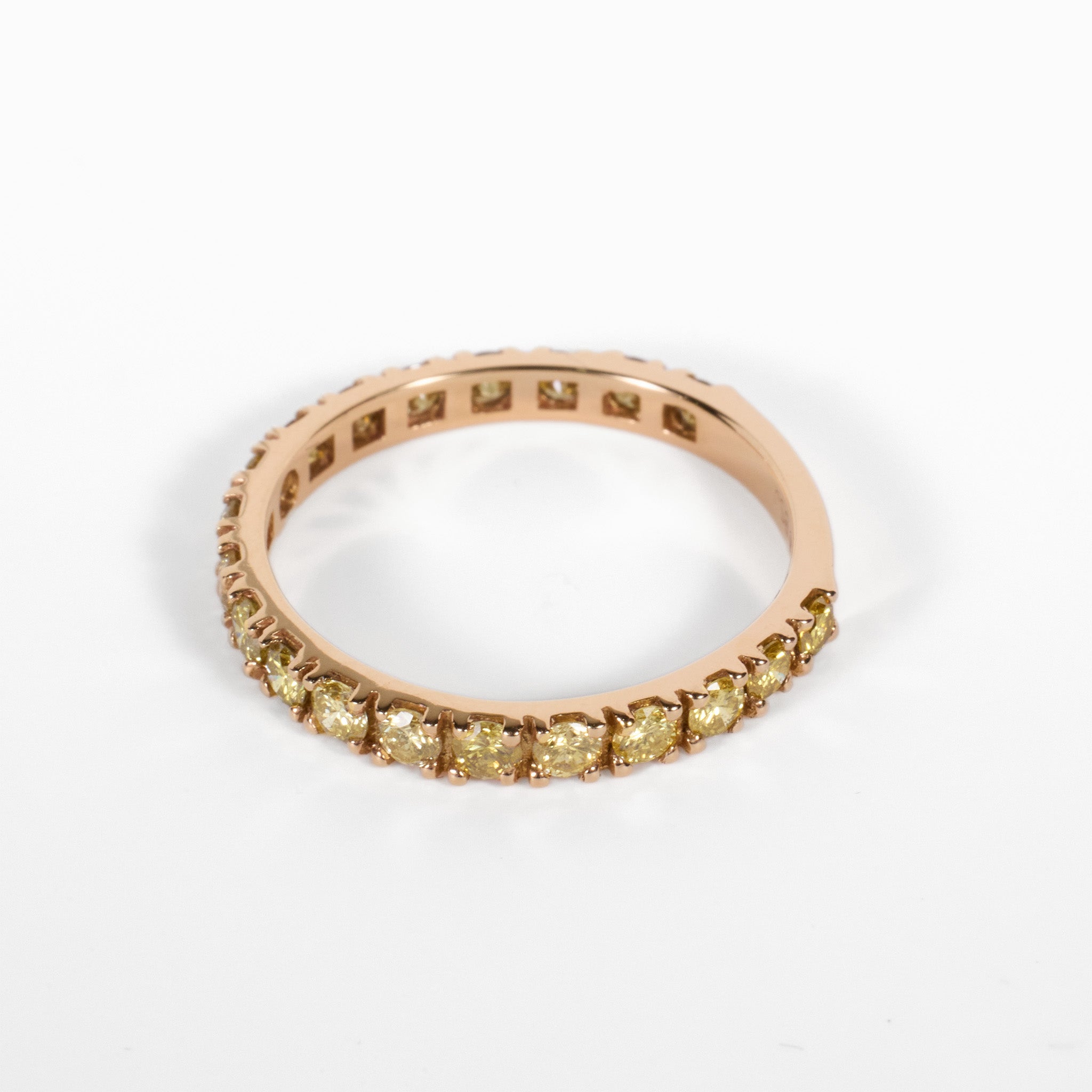 Half - Eternity Band with Natural Yellow Diamonds in 18K Yellow Gold - JewelryAndStore
