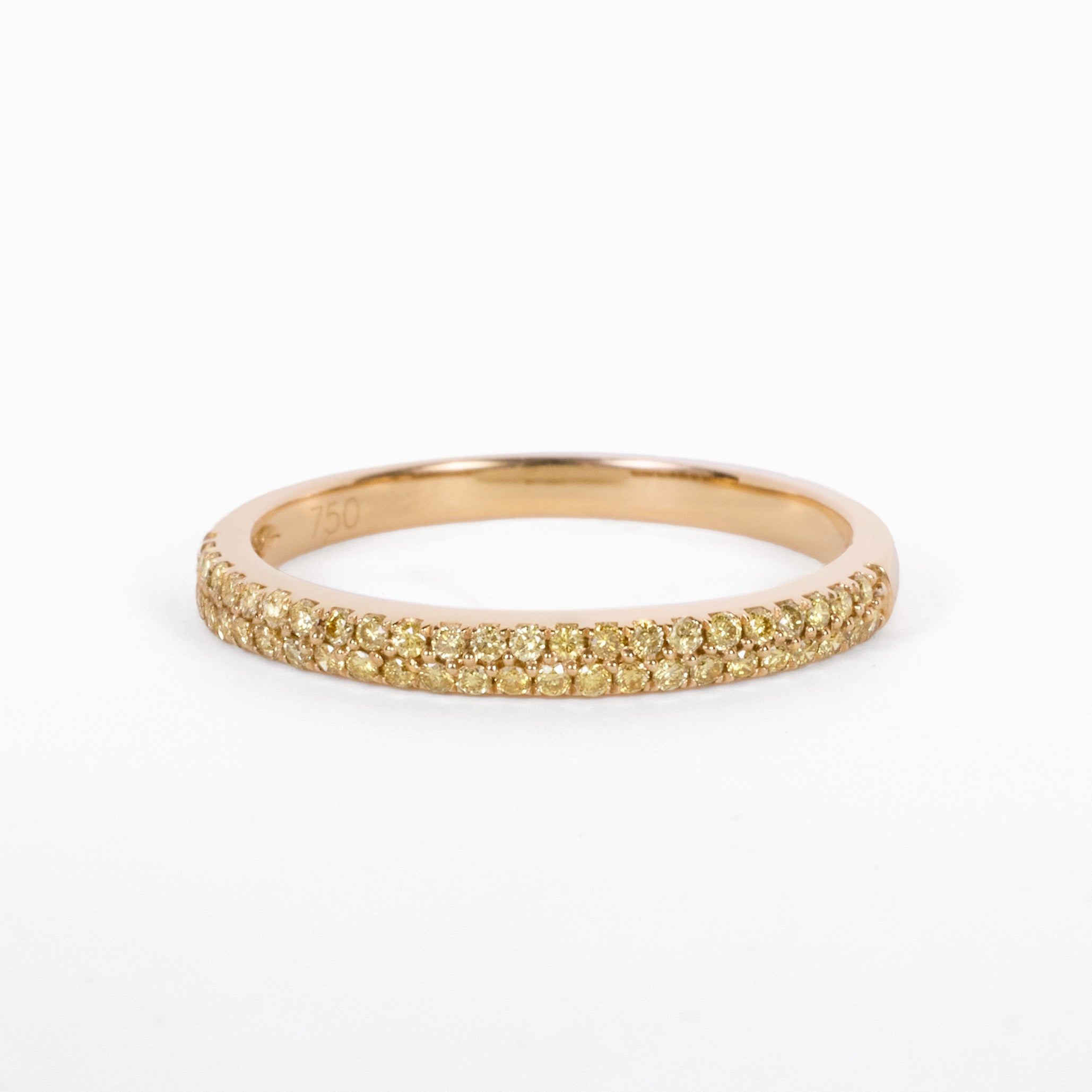 18K Yellow Gold Half‑Eternity Band with Natural Yellow Diamonds - JewelryAndStore