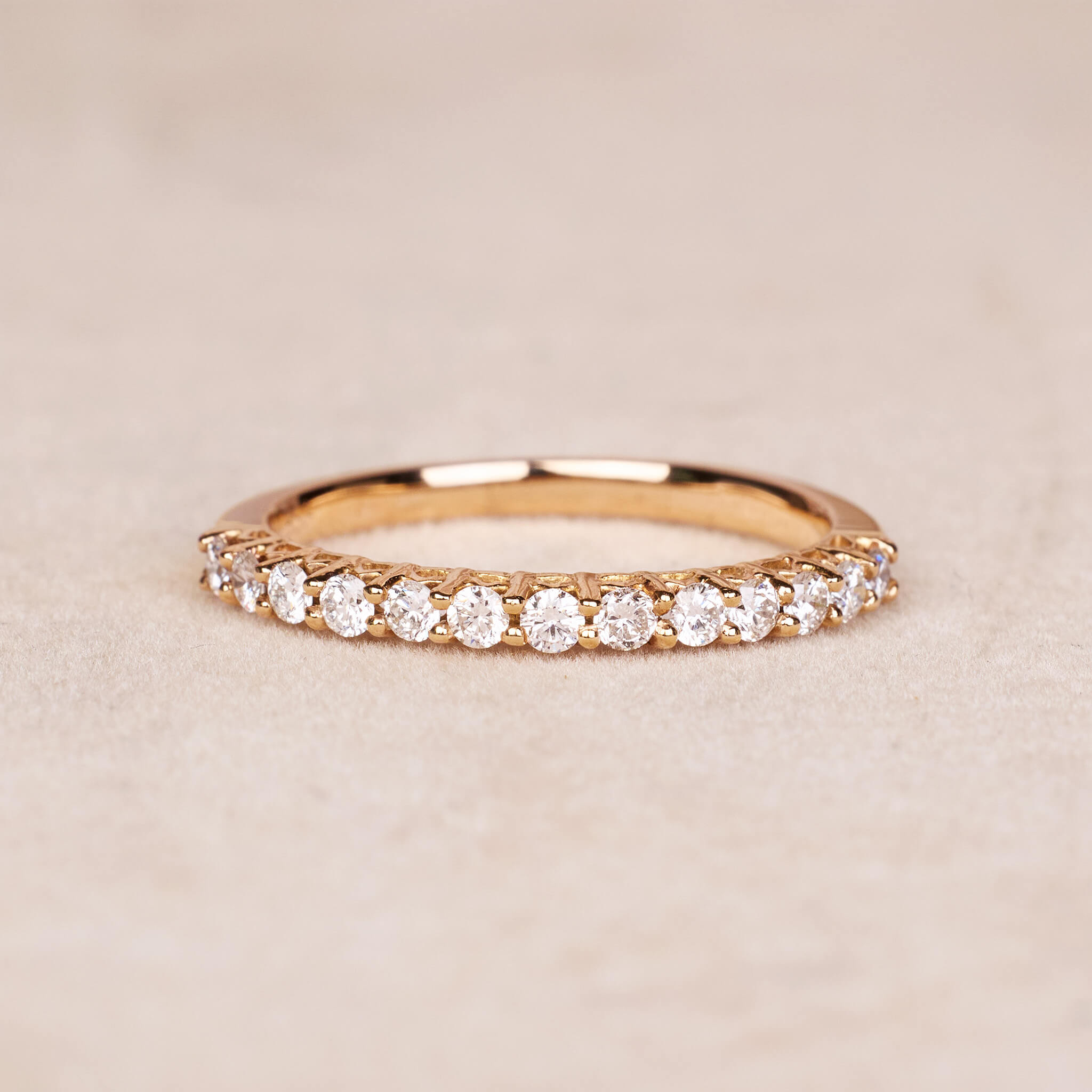 0.32 ct.tw. Stackable Half - Eternity Diamond Band Ring in 18K Gold - Jewelry And Store