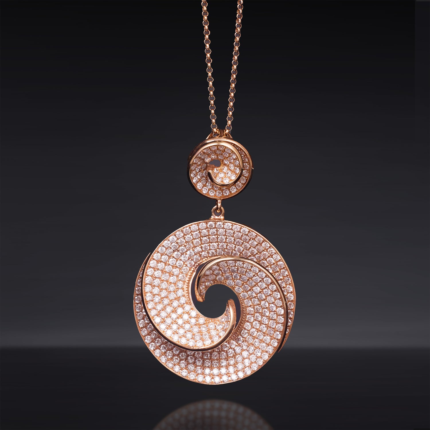 18K Gold Double - spiral Natural Diamond Pendant - Jewelry And Store