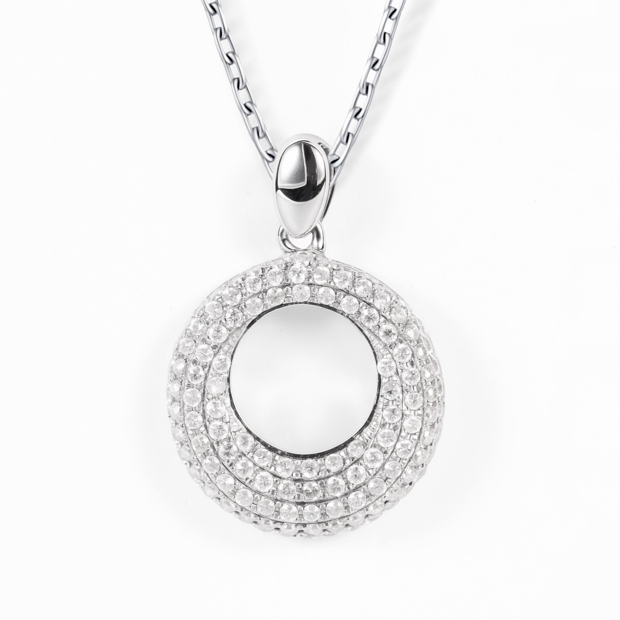 18K White Gold Pendant with Natural Diamonds - JewelryAndStore