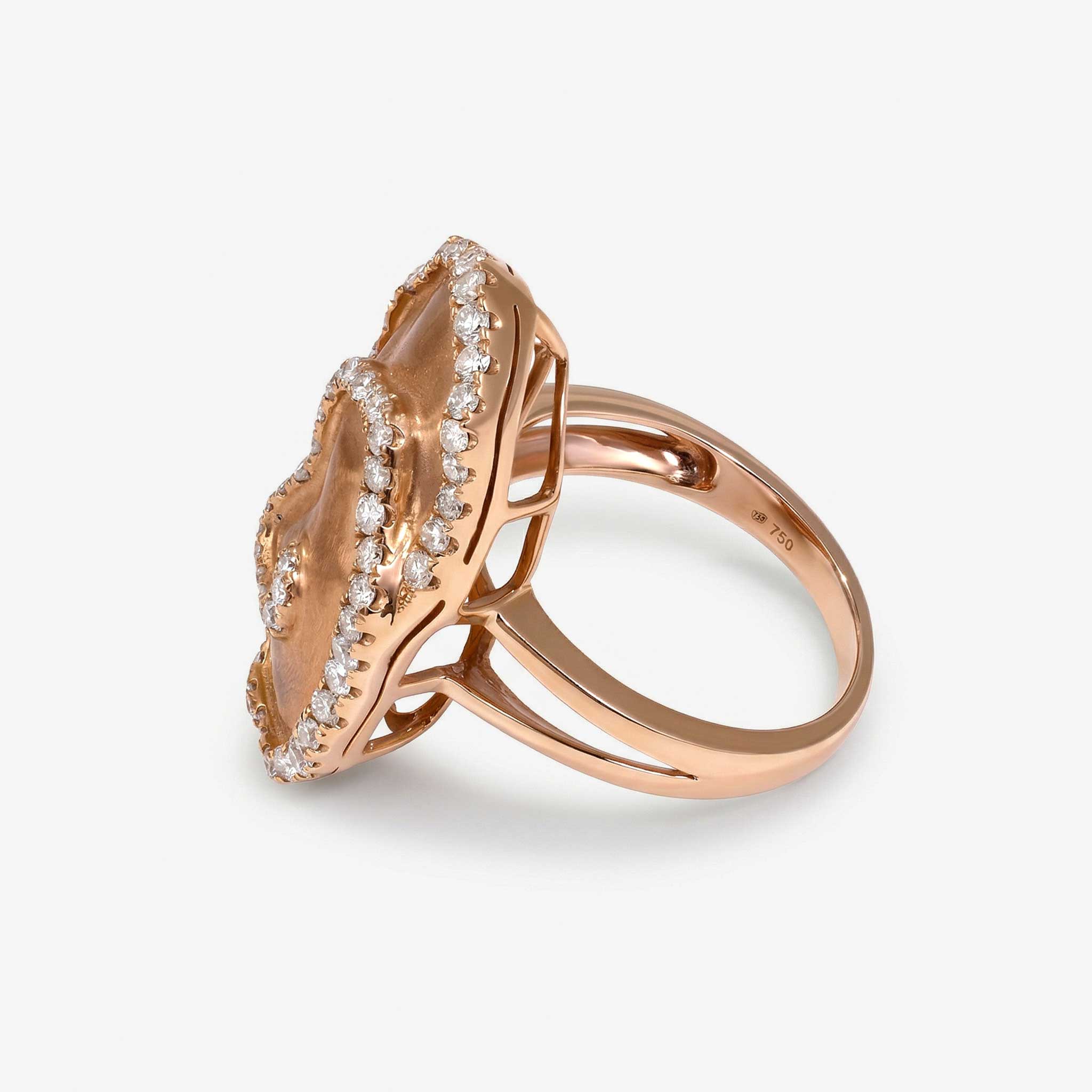 0.97ct Natural Diamond Organic Oval Spiral Ring in Brushed 18K Gold