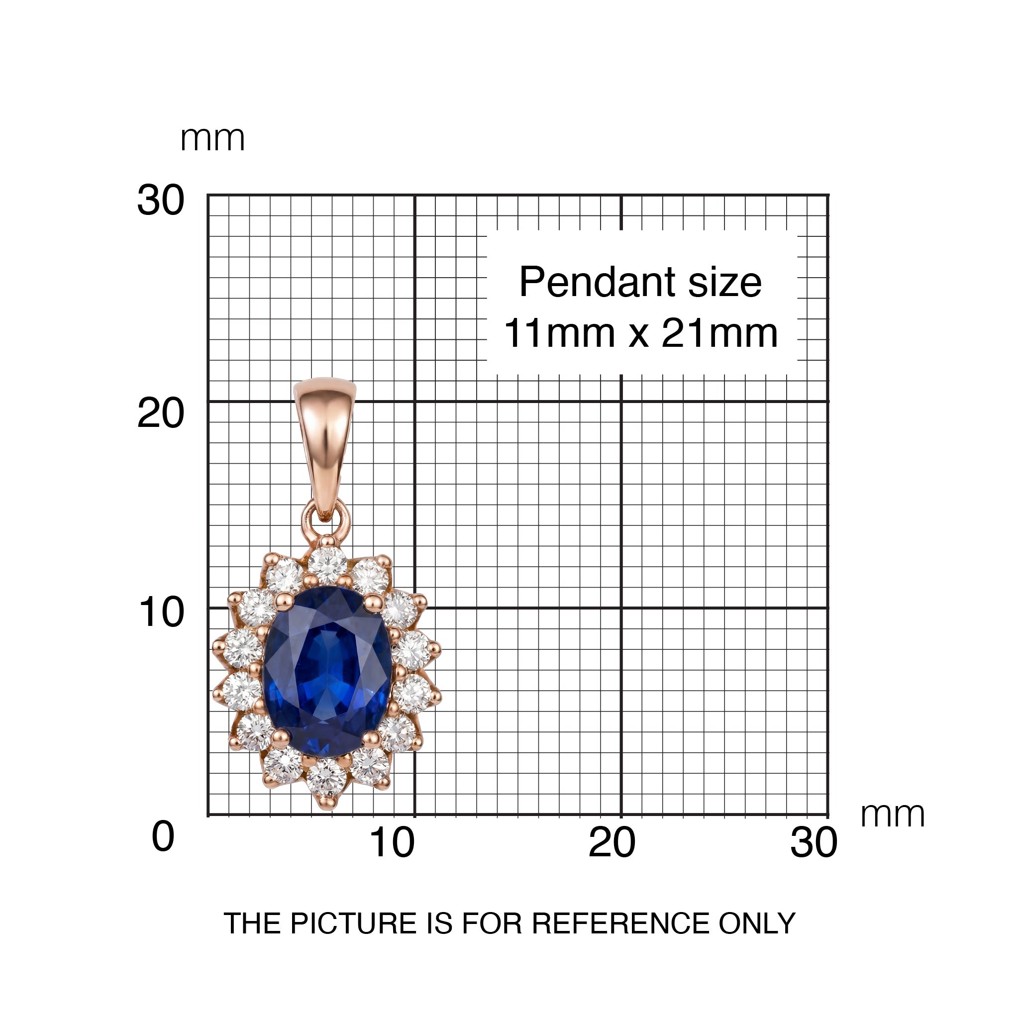1.35ct Natural Blue Sapphire Floral Halo Pendant in 14K Rose Gold - JewelryAndStore
