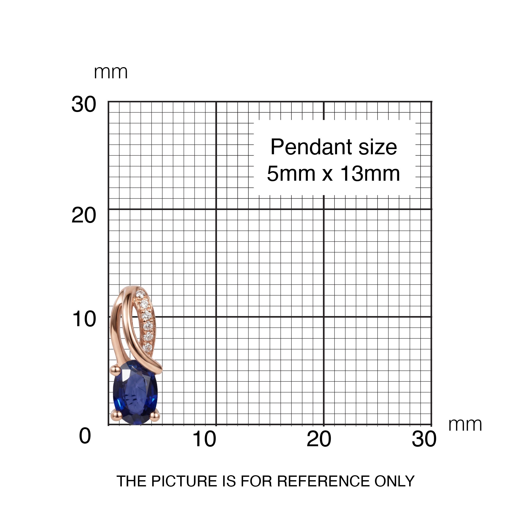 0.52ct Natural Blue Sapphire Solitaire Pendant in 14K Rose Gold - JewelryAndStore