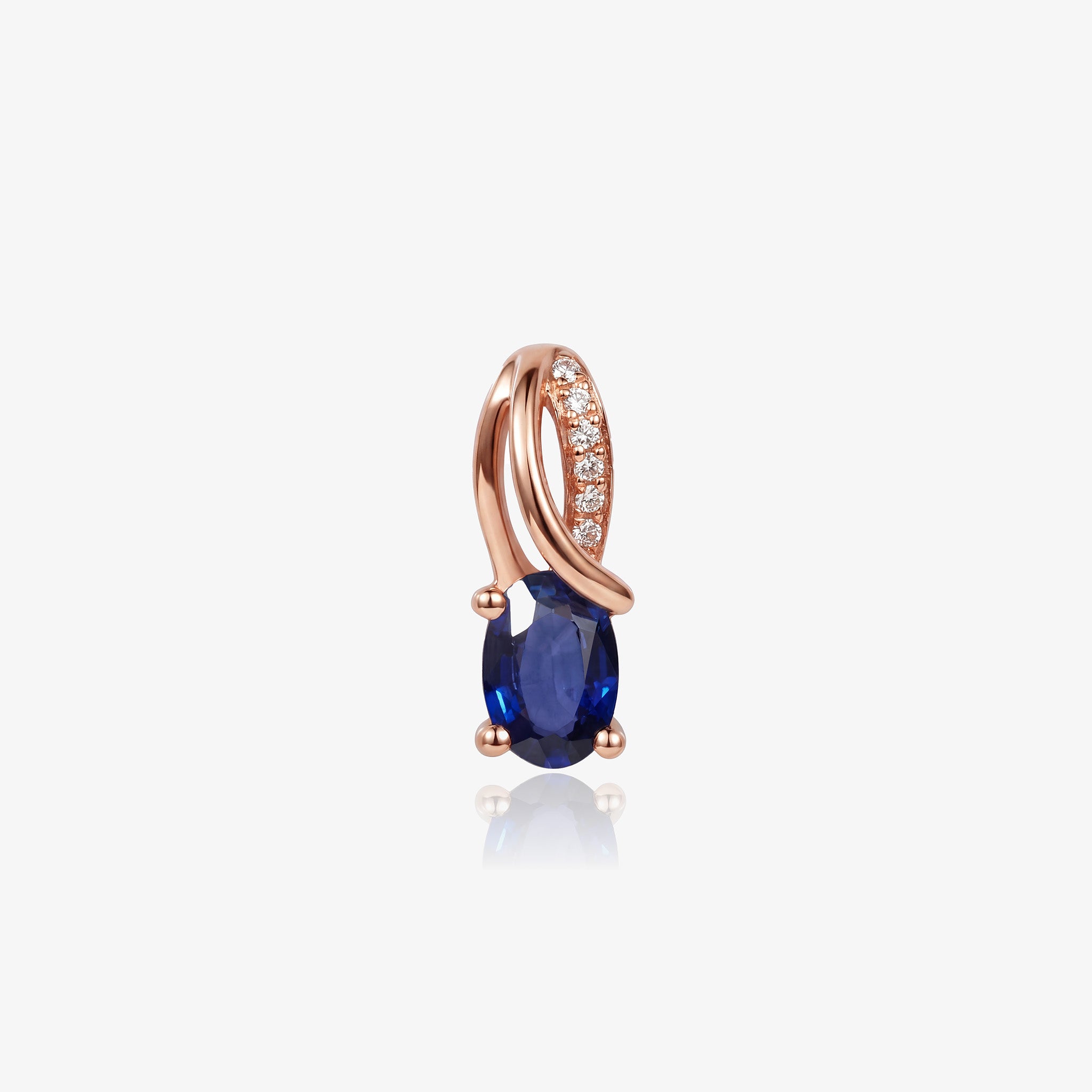0.52ct Natural Blue Sapphire Solitaire Pendant in 14K Rose Gold - JewelryAndStore