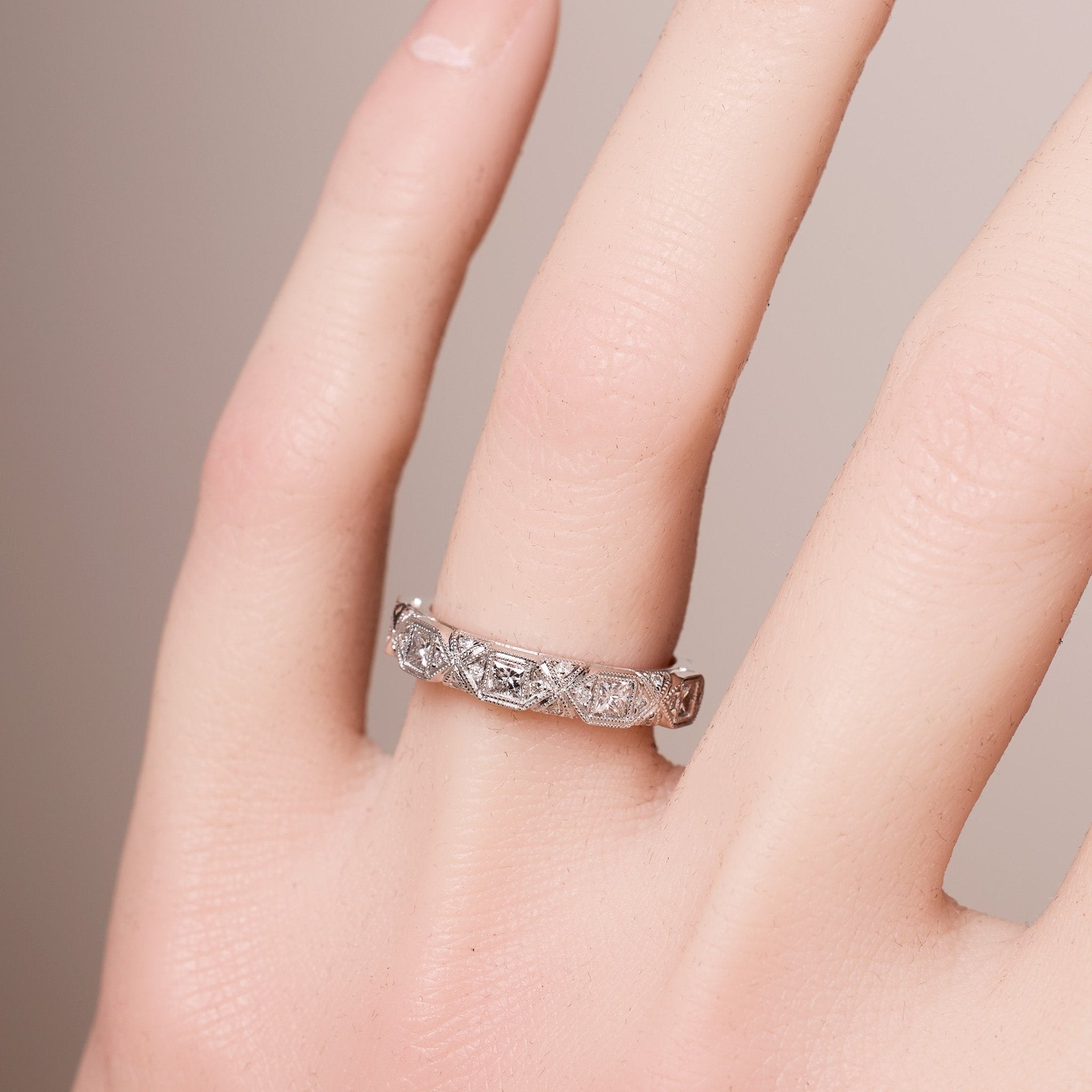 Multi - Diamond Vintage - Style Stackable Band - Jewelry And Store