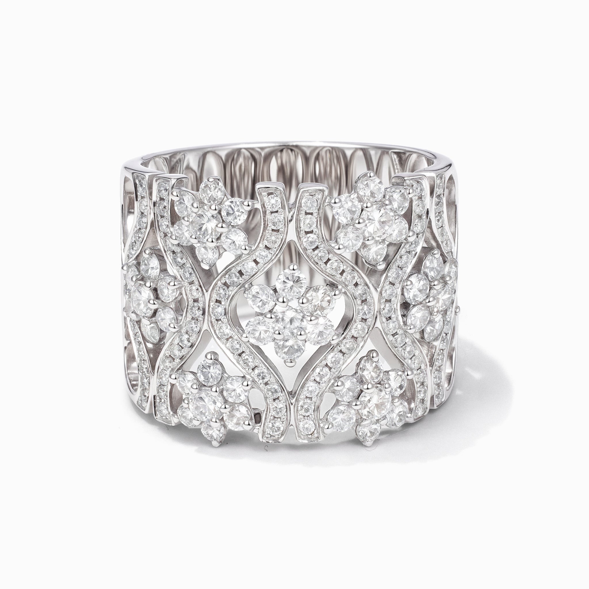 18K White Gold Vintage - Inspired Diamond Filigree Ring - Jewelry And Store