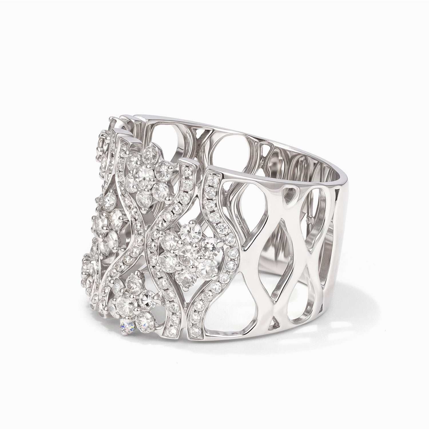 18K White Gold Vintage - Inspired Diamond Filigree Ring - Jewelry And Store