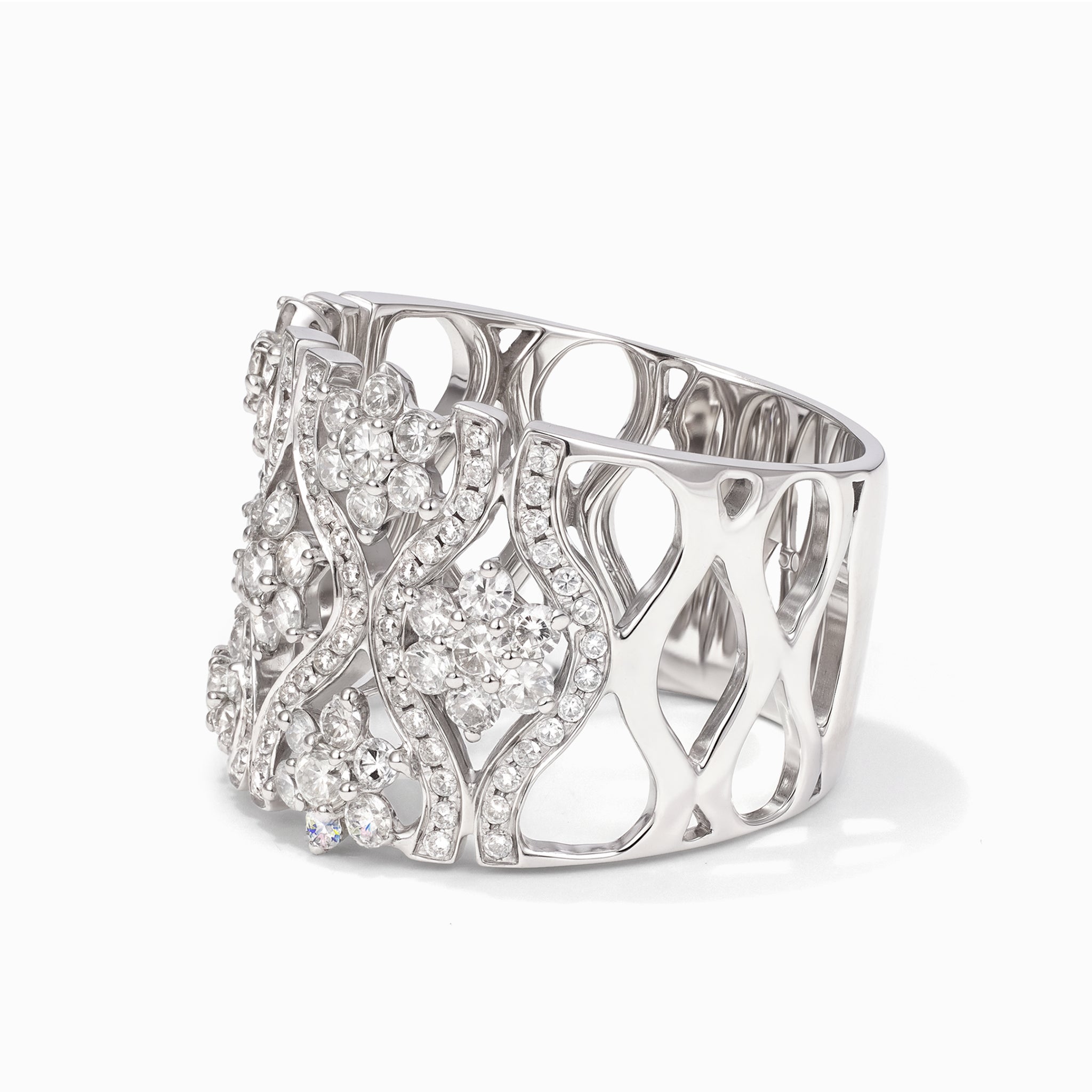 18K White Gold Vintage - Inspired Diamond Filigree Ring - Jewelry And Store