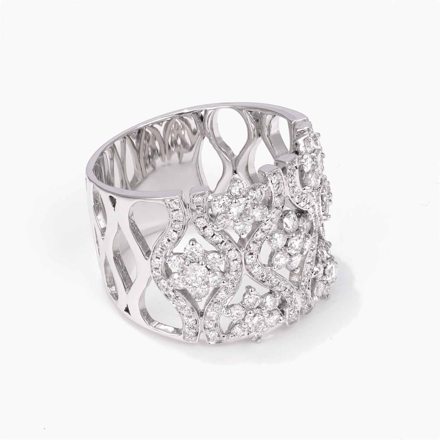 18K White Gold Vintage - Inspired Diamond Filigree Ring - Jewelry And Store