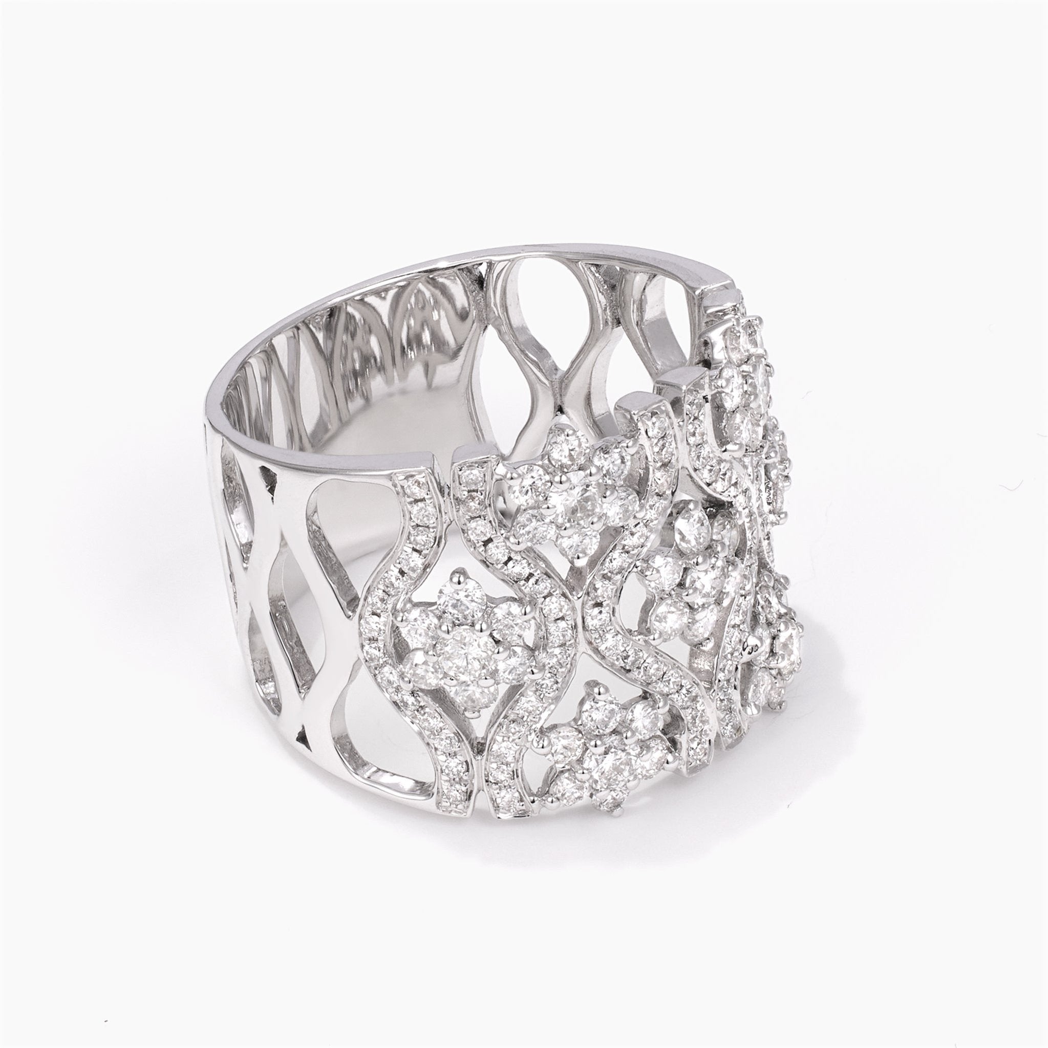 18K White Gold Vintage - Inspired Diamond Filigree Ring - Jewelry And Store