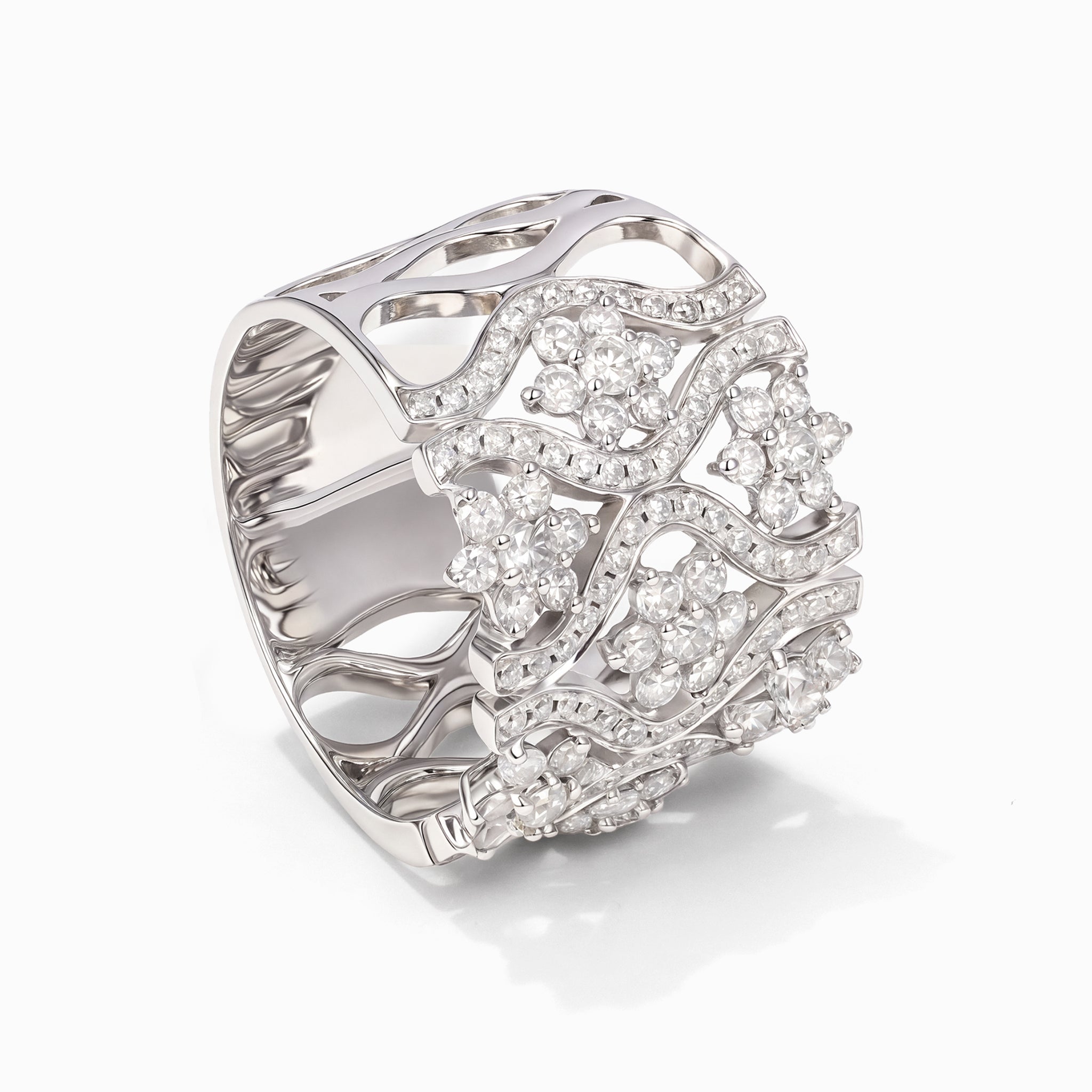 18K White Gold Vintage - Inspired Diamond Filigree Ring - Jewelry And Store