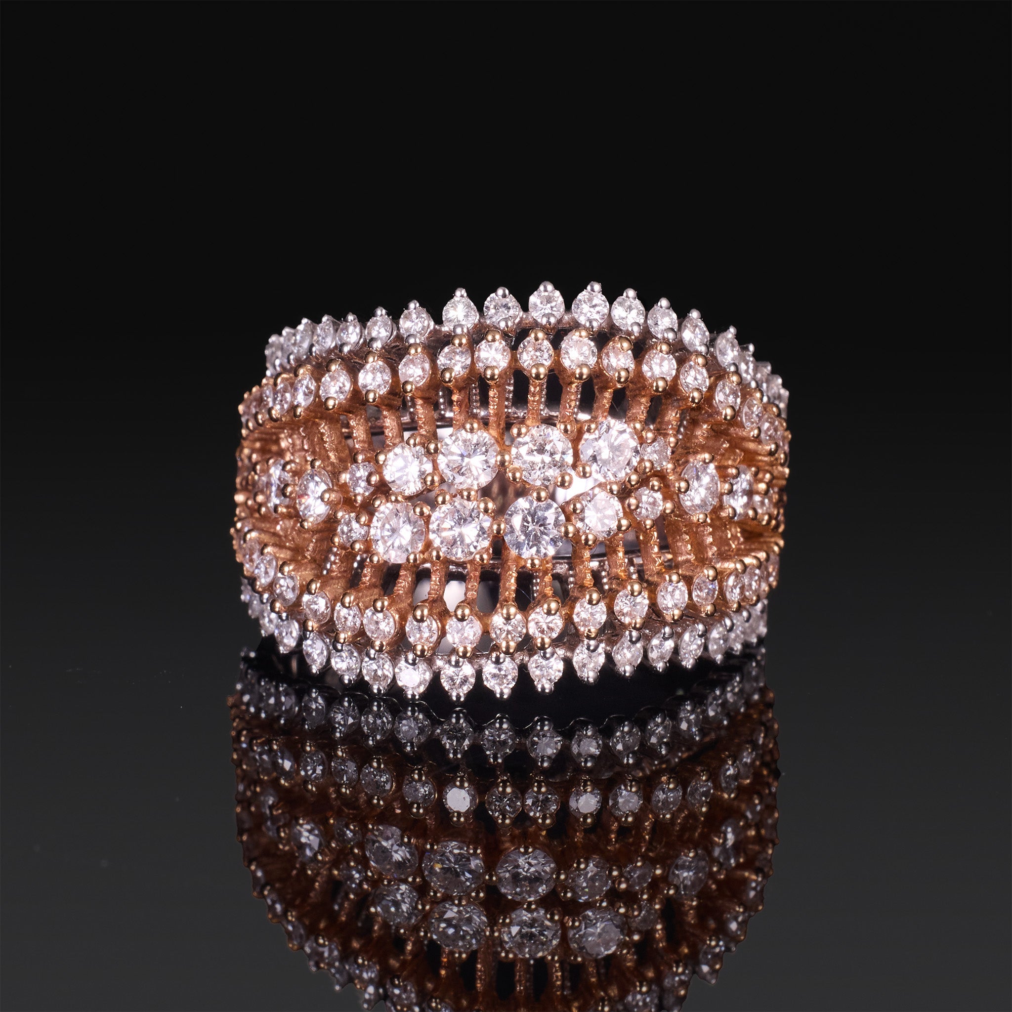 18K Gold Ring with Natural White Diamonds - Jewelry And Store