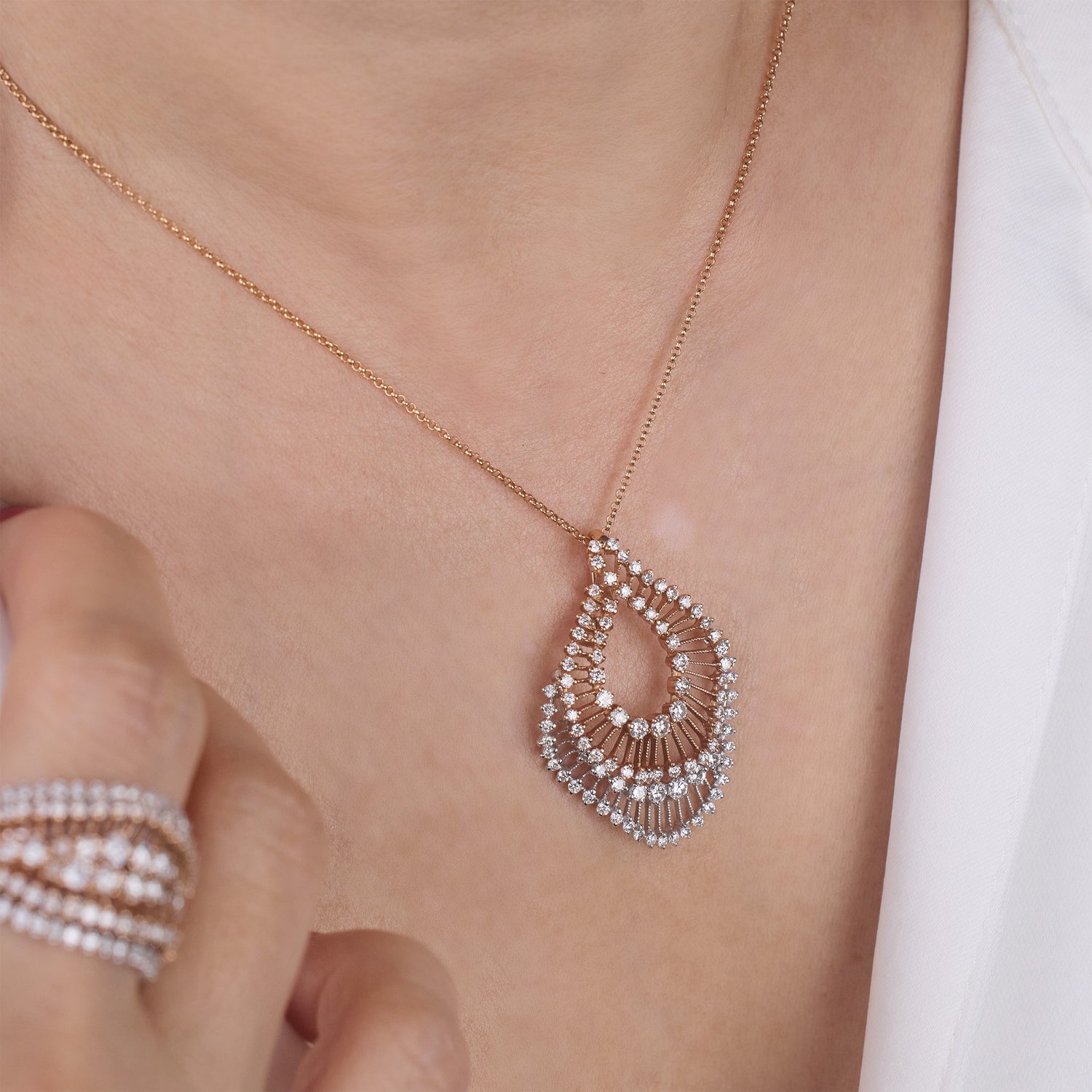 18K Gold Diamond Pendant with Natural White Diamonds - Jewelry And Store