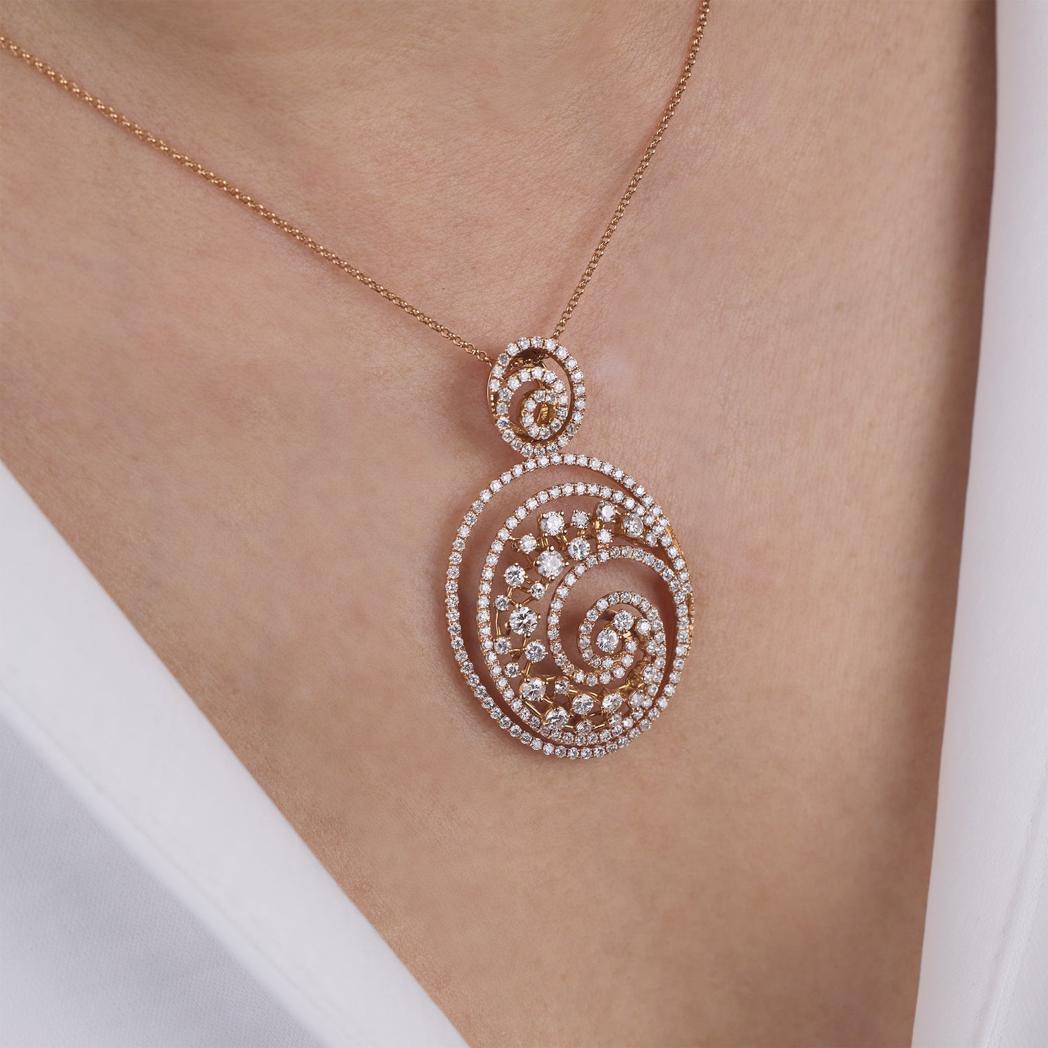 18K Gold Diamond Pendant with Natural White Diamonds - Jewelry And Store