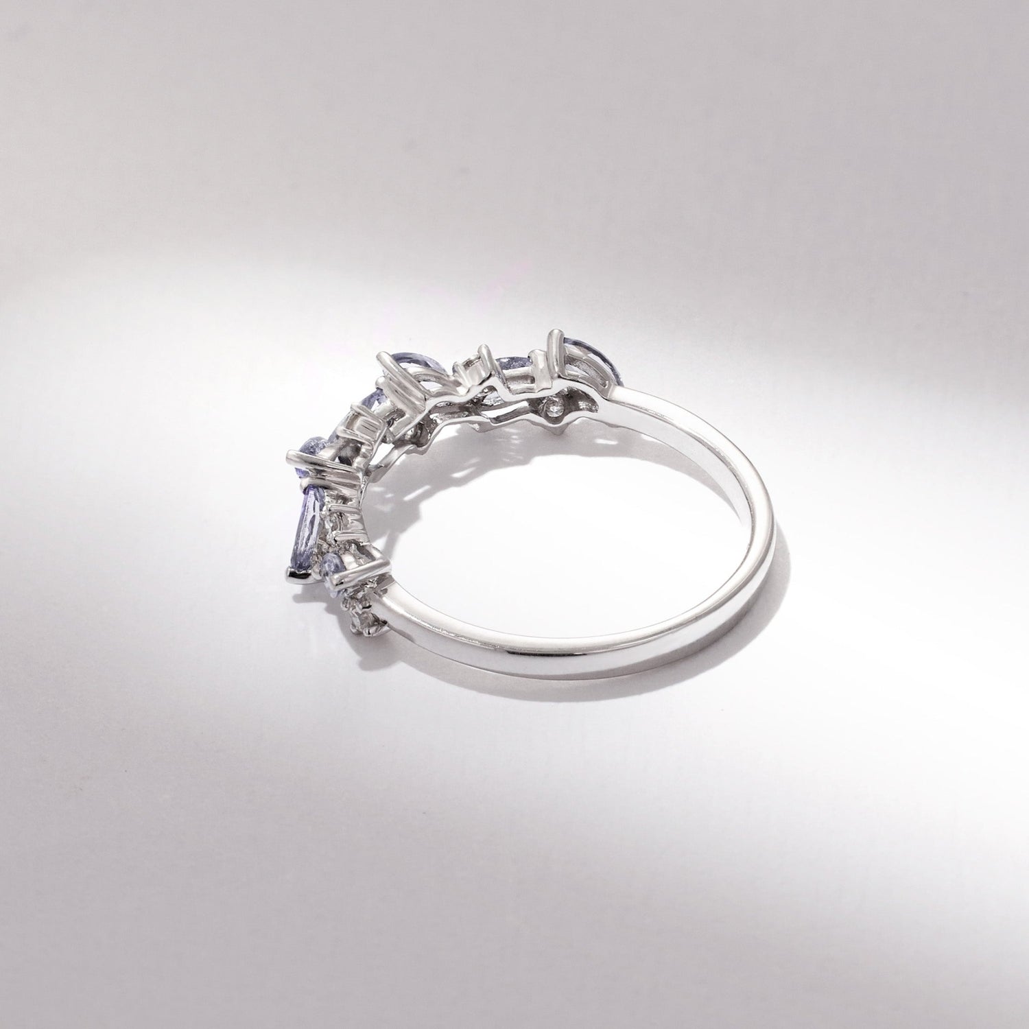 18K Gold Marquise Floral Ring with Natural Diamond and Lavender - Jewelry And Store