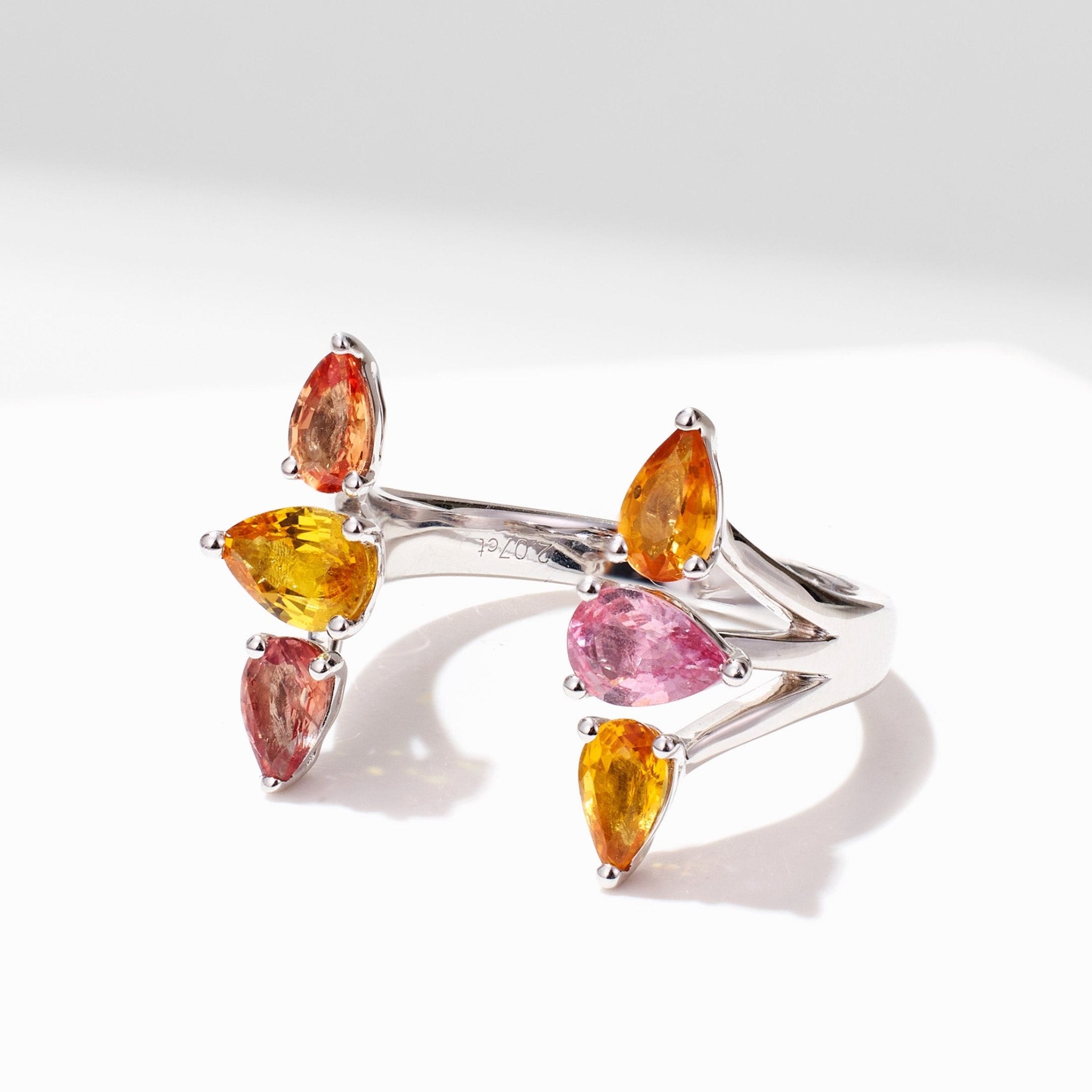 18K Gold Tulip Wrap Ring with Natural Fancy Sapphire - Jewelry And Store