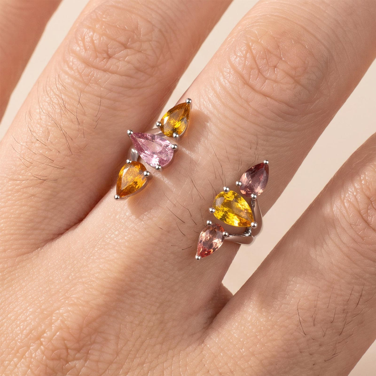 18K Gold Tulip Wrap Ring with Natural Fancy Sapphire - JewelryAndStore