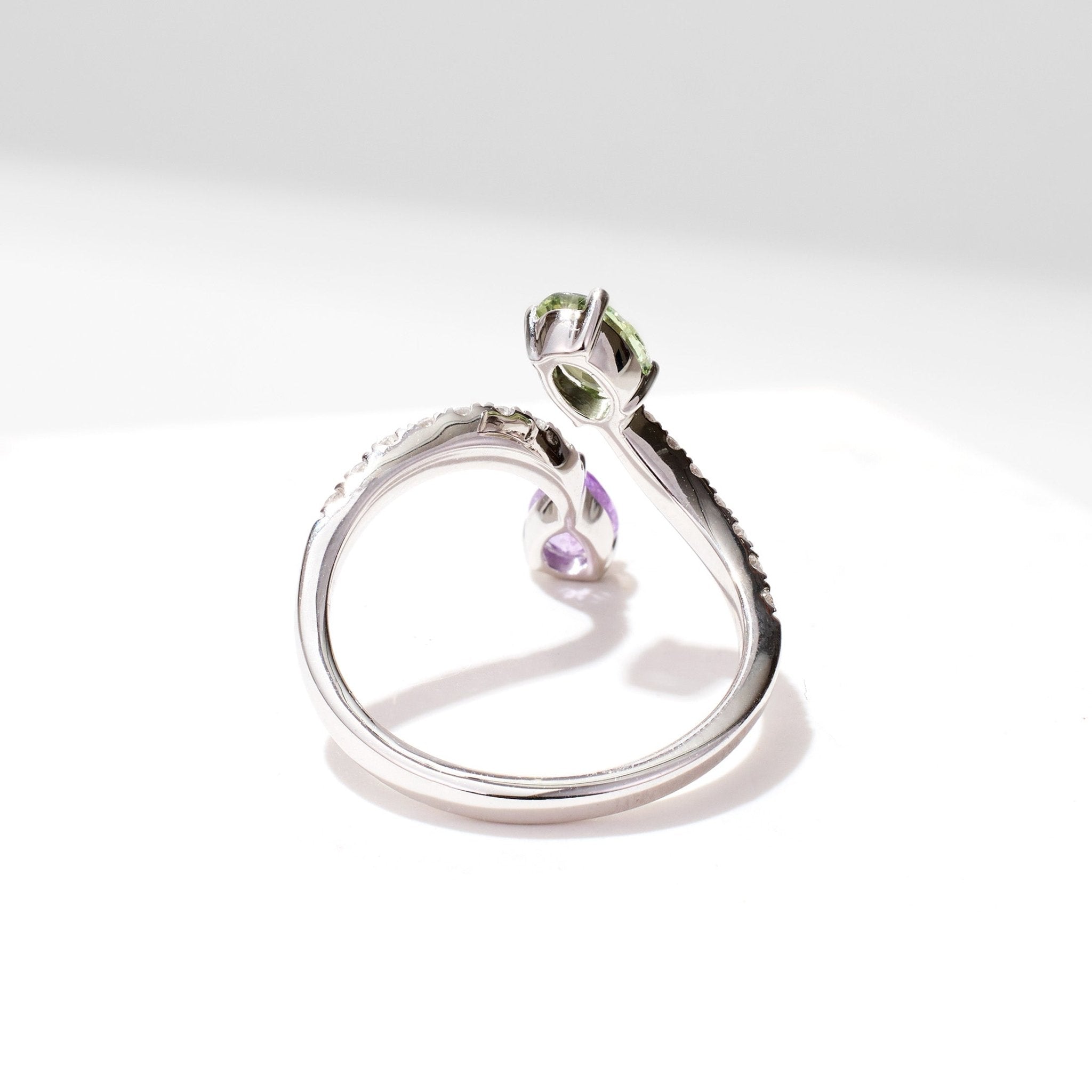 18K White Gold Pear - Shape Fancy Sapphire Open Ring - Jewelry And Store