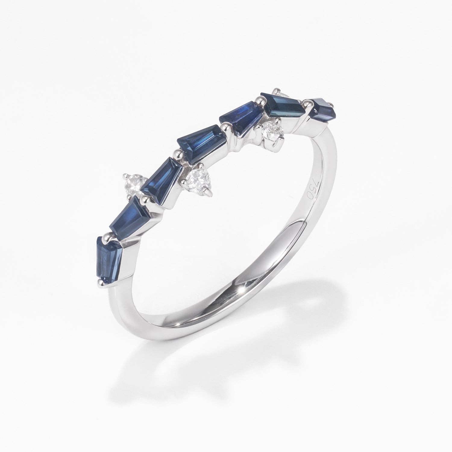 18K Gold Natural Sapphire and Diamond Stackable Ring - JewelryAndStore