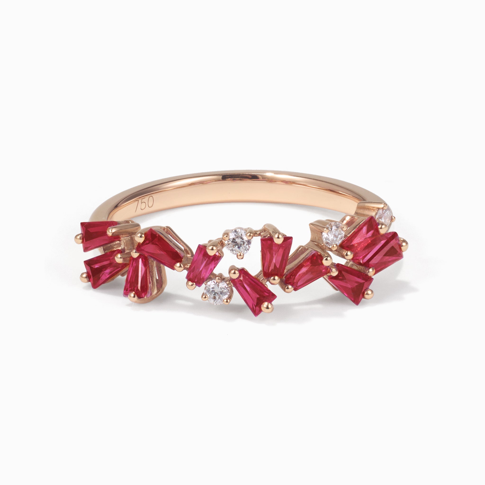 18K Gold Natural Diamond & Ruby Band - Jewelry And Store