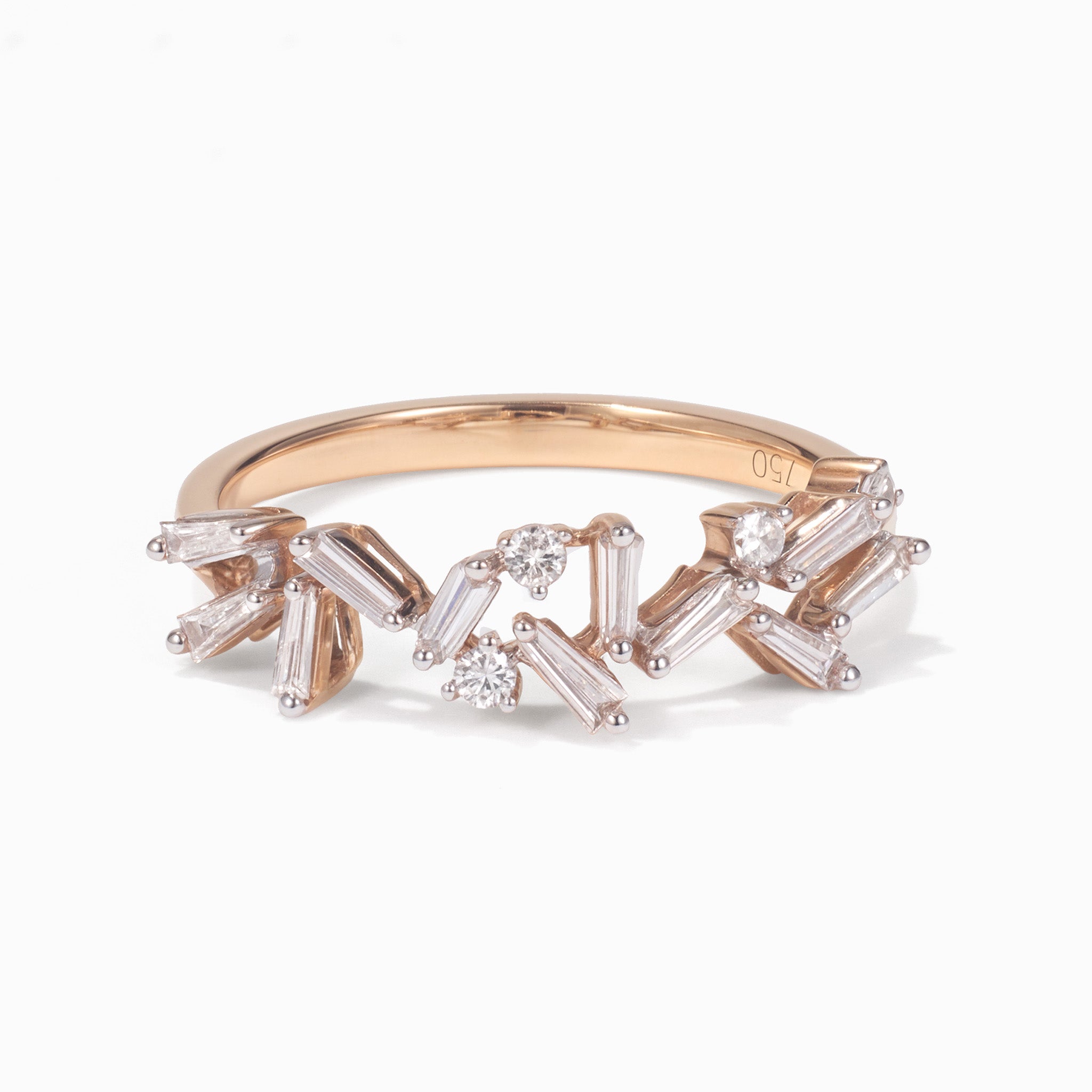 Natural Diamond Band Ring in 18K Rose Gold - JewelryAndStore