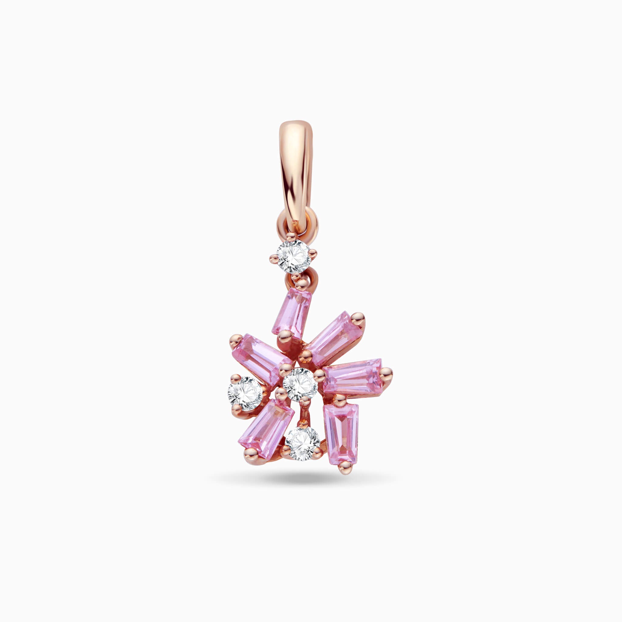 18K Gold Snowflakes Pendant with Diamonds & Pink Sapphires