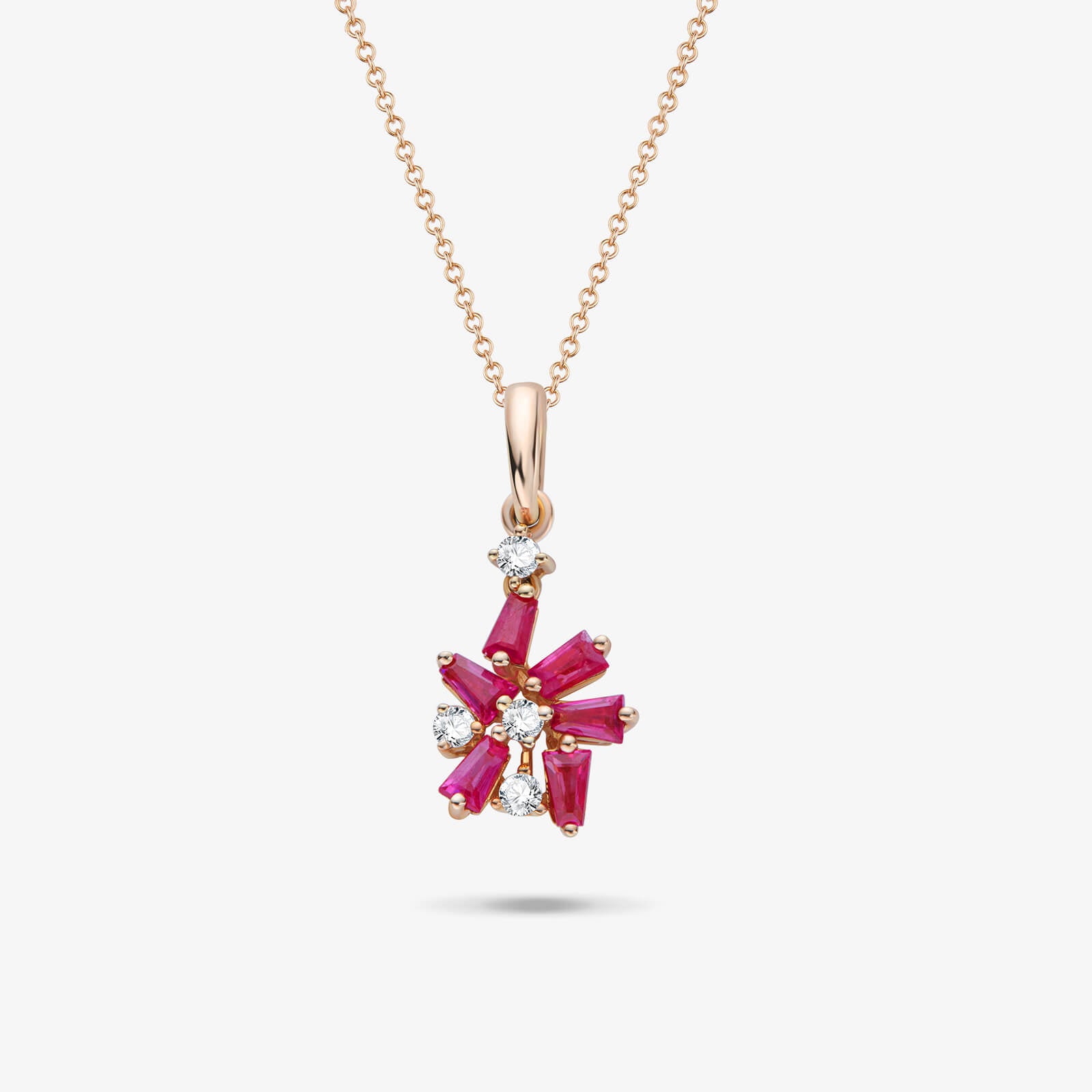 18K Gold Snowflakes Pendant with Diamonds & Rubies
