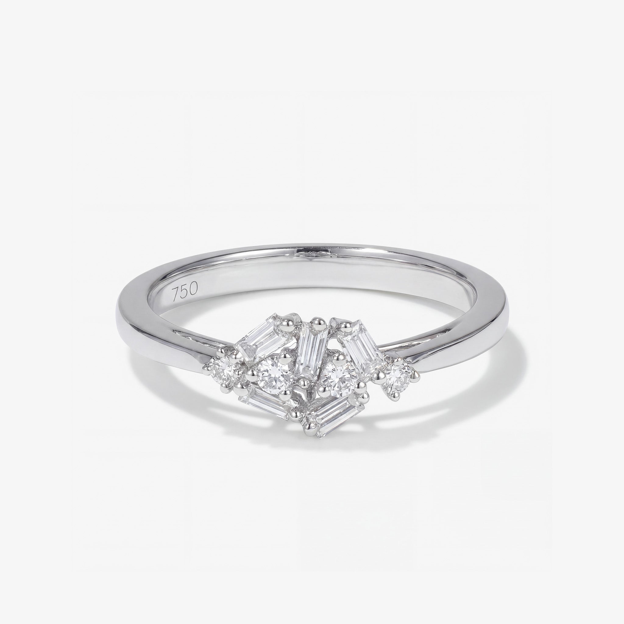Cluster Diamond Band Ring in 18K White Gold - JewelryAndStore