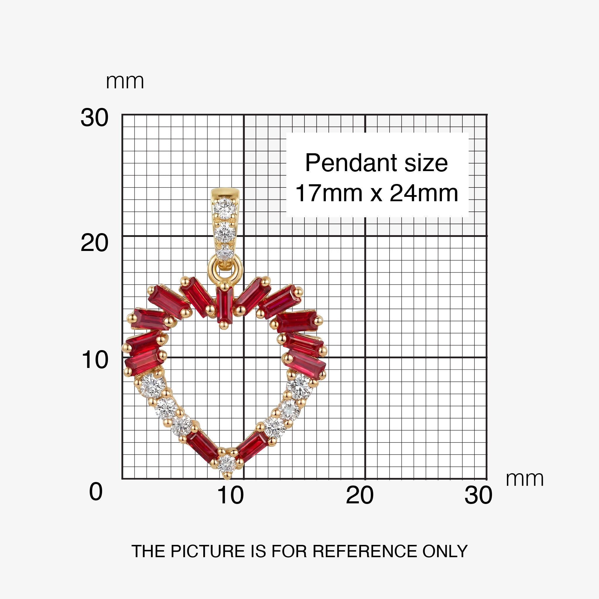 Natural Ruby and Diamond Heart Halo Pendant in 18K Yellow Gold - JewelryAndStore