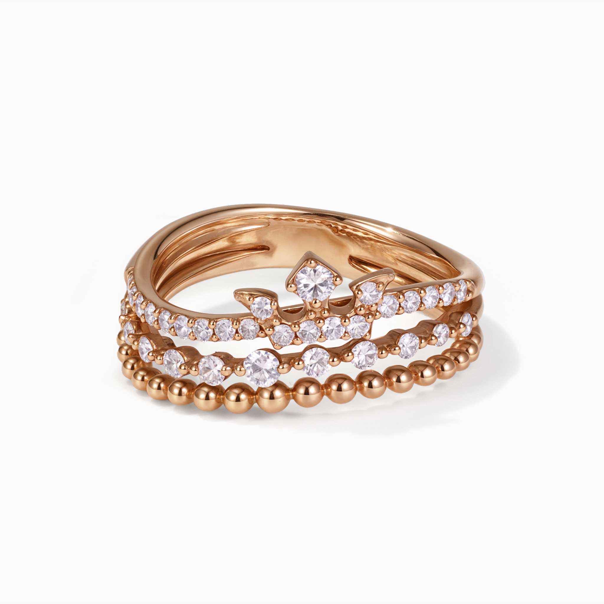 Natural Diamond Tiara Crown Ring in 18K Gold