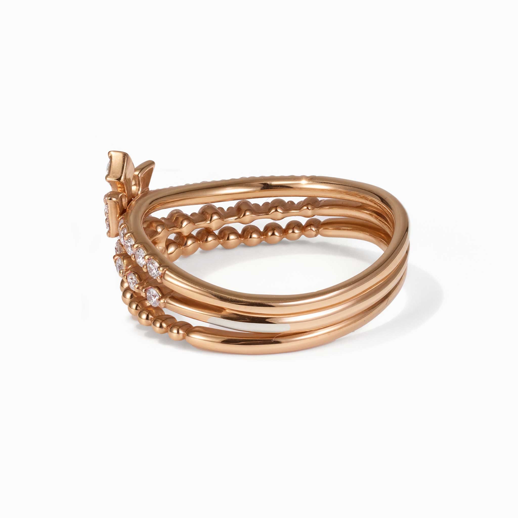 Natural Diamond Tiara Crown Ring in 18K Gold