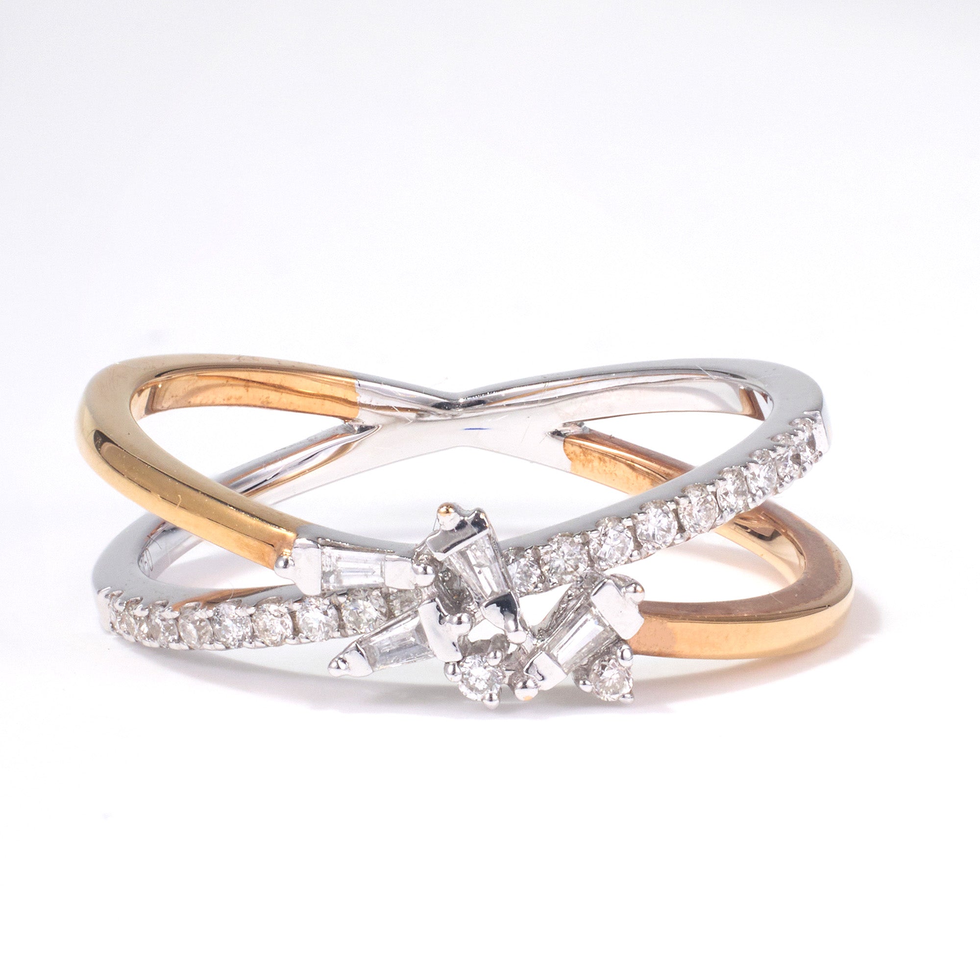 18K Gold Orbit - Style Split Shank Diamond Ring - JewelryAndStore